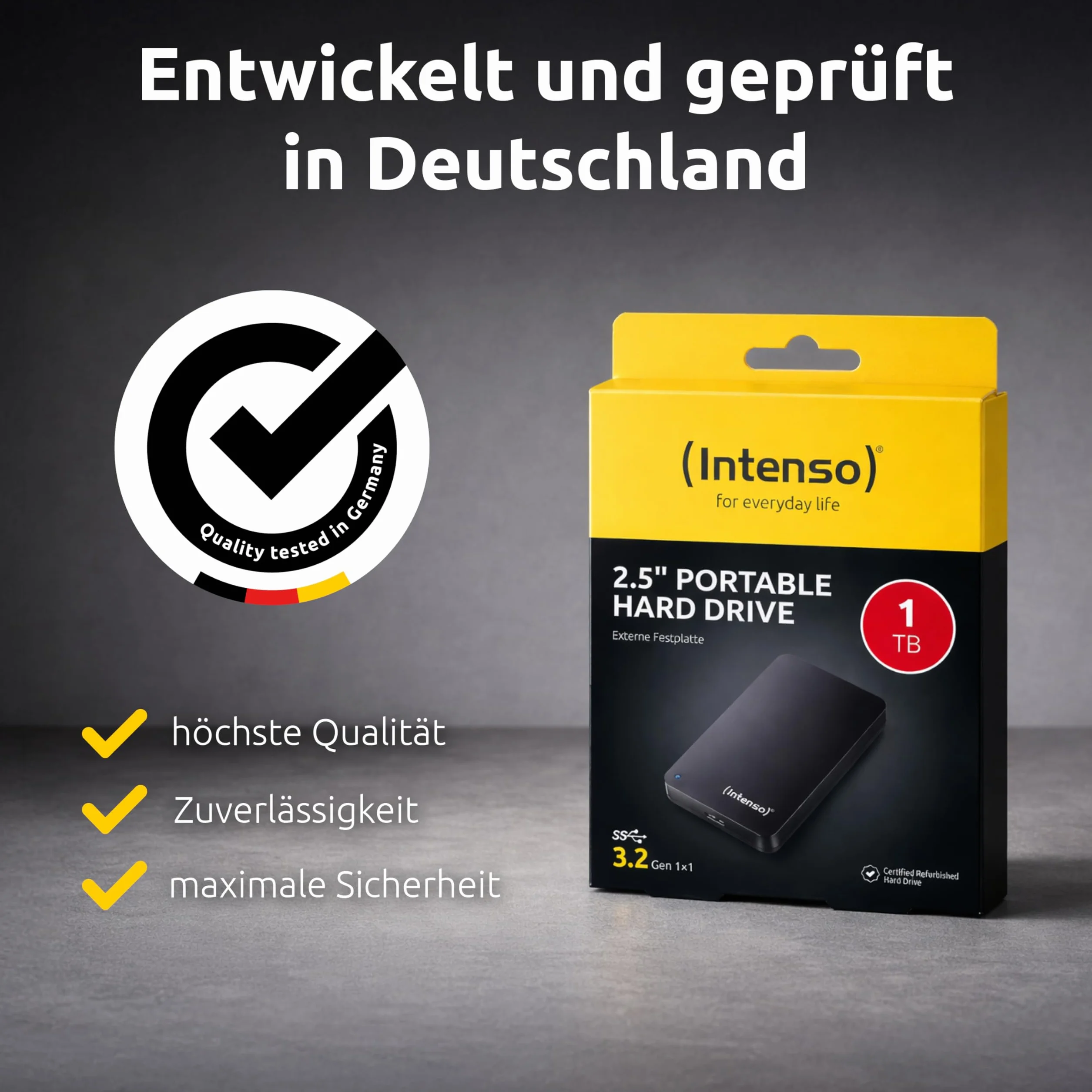 Intenso Przenośny dysk twardy 2,5" 1TB – zewnętrzny dysk twardy z Super Speed USB 3.2 Gen 1 x 1 – szybka pamięć masowa w kompaktowej konstrukcji, 5400 obr./min, pamięć podręczna 8 MB, Plug & Play