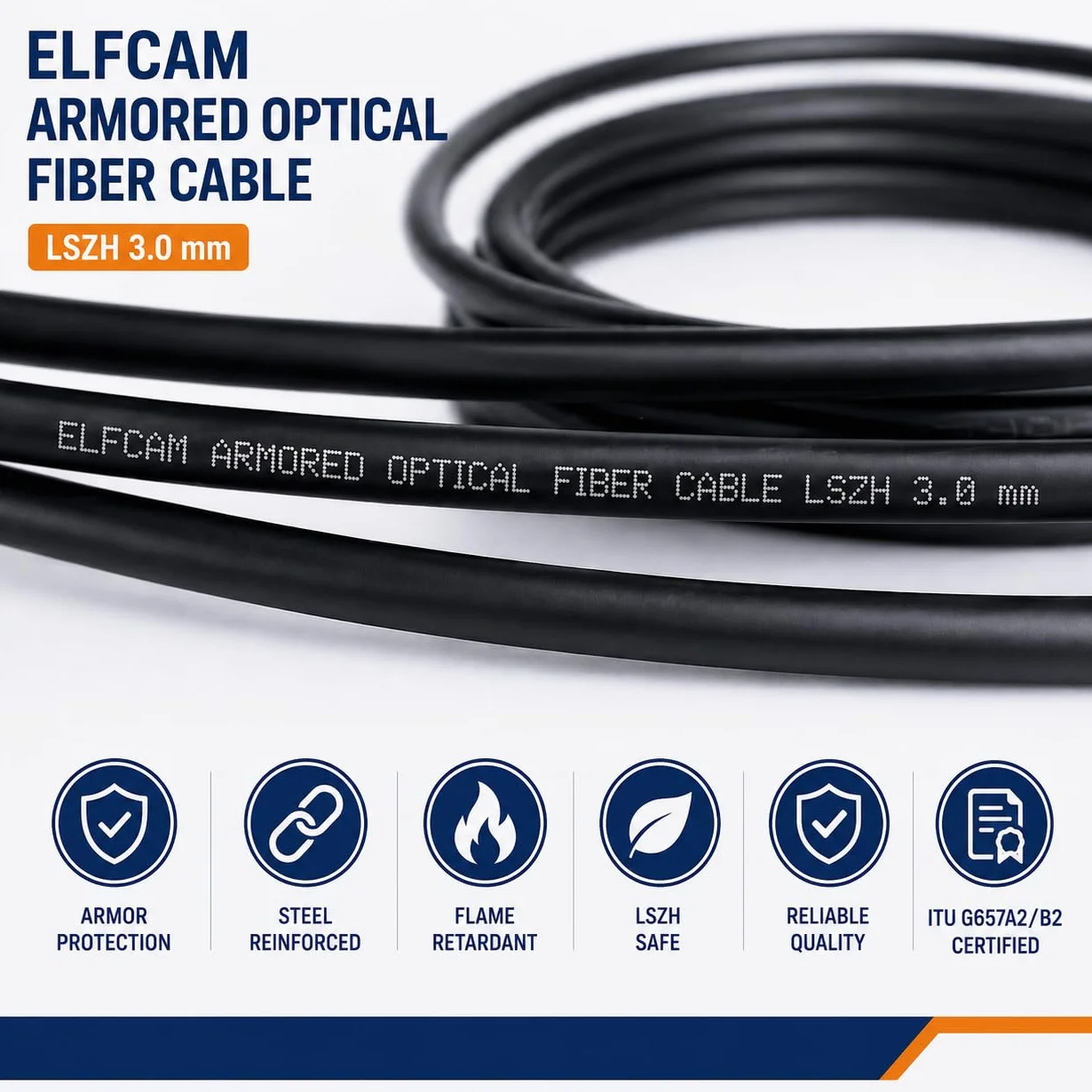 Elfcam LC/APC Kabel światłowodowy Simplex jednomodowy 30M