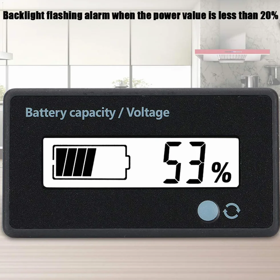 Tester pojemności baterii LCD z alarmem, miernik napięcia 12-84V do akumulatora kwasowo-ołowiowego, bateria litowa, bateria litowo-żelazna (biała)