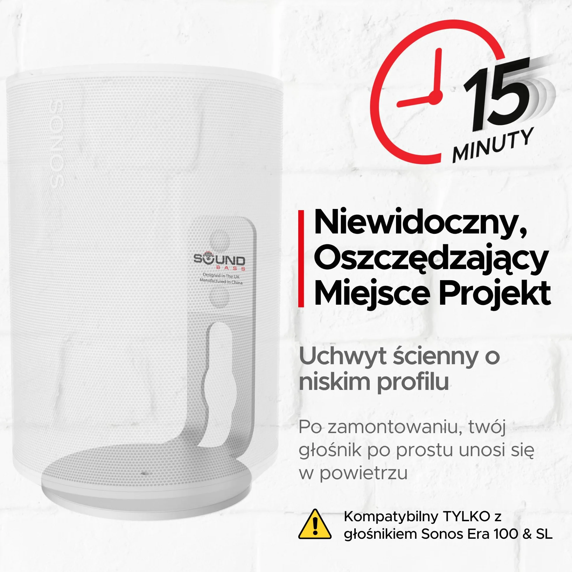 Uchwyt Ścienny Sonos ERA 100 Niski Profil Biały Zestaw Podwójny