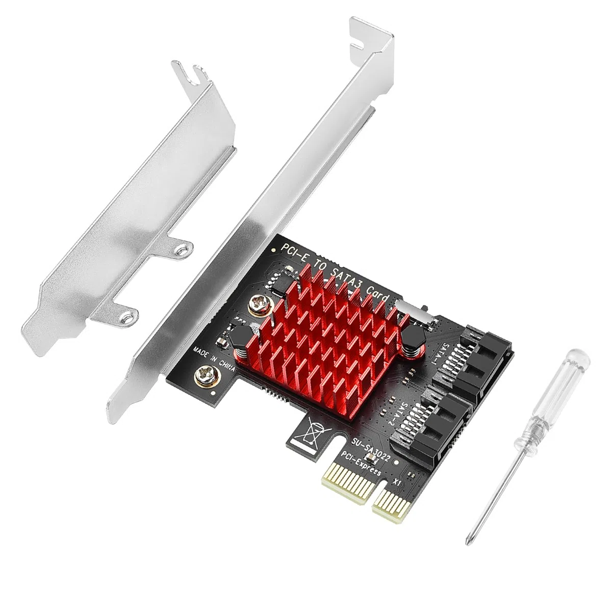 ELUTENG Karta PCIe SATA 2 porty, 6Gbps PCIe do SATA Adapter Karta kontrolera SATA 3.0 Karta rozszerzenia PCI Express X1 z mocowaniem Low Profile dla komputera stacjonarnego, obsługująca SSD HDD