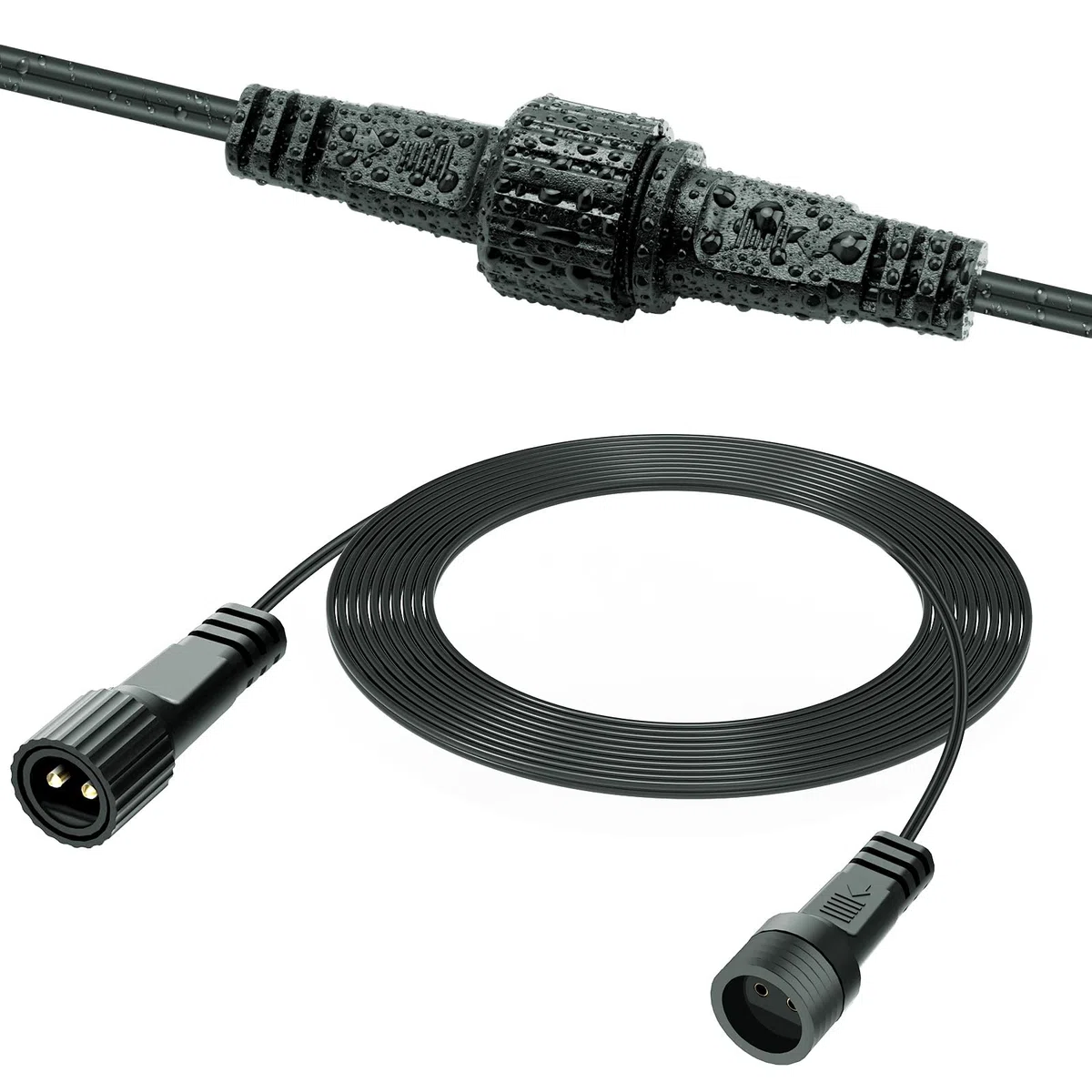 Gcstnn Przedłużacz 10 m do oświetlenia bożonarodzeniowego, 2-biegunowy łańcuch świetlny LED, kabel przedłużający, wodoszczelność IP65, do użytku na zewnątrz, G40, sople lodu, siatki, łańcuch świetlny