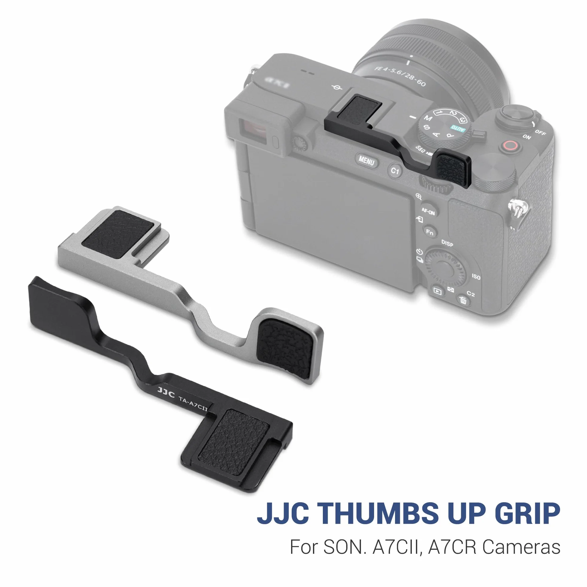 JJC A7CII A7CR metalowy uchwyt kciuka w górę uchwyt do kamery SONY A7CII A7CR ILCE-7CM2 ILCE-7CR, ulepszony uchwyt do fotografowania jedną ręką, srebrny