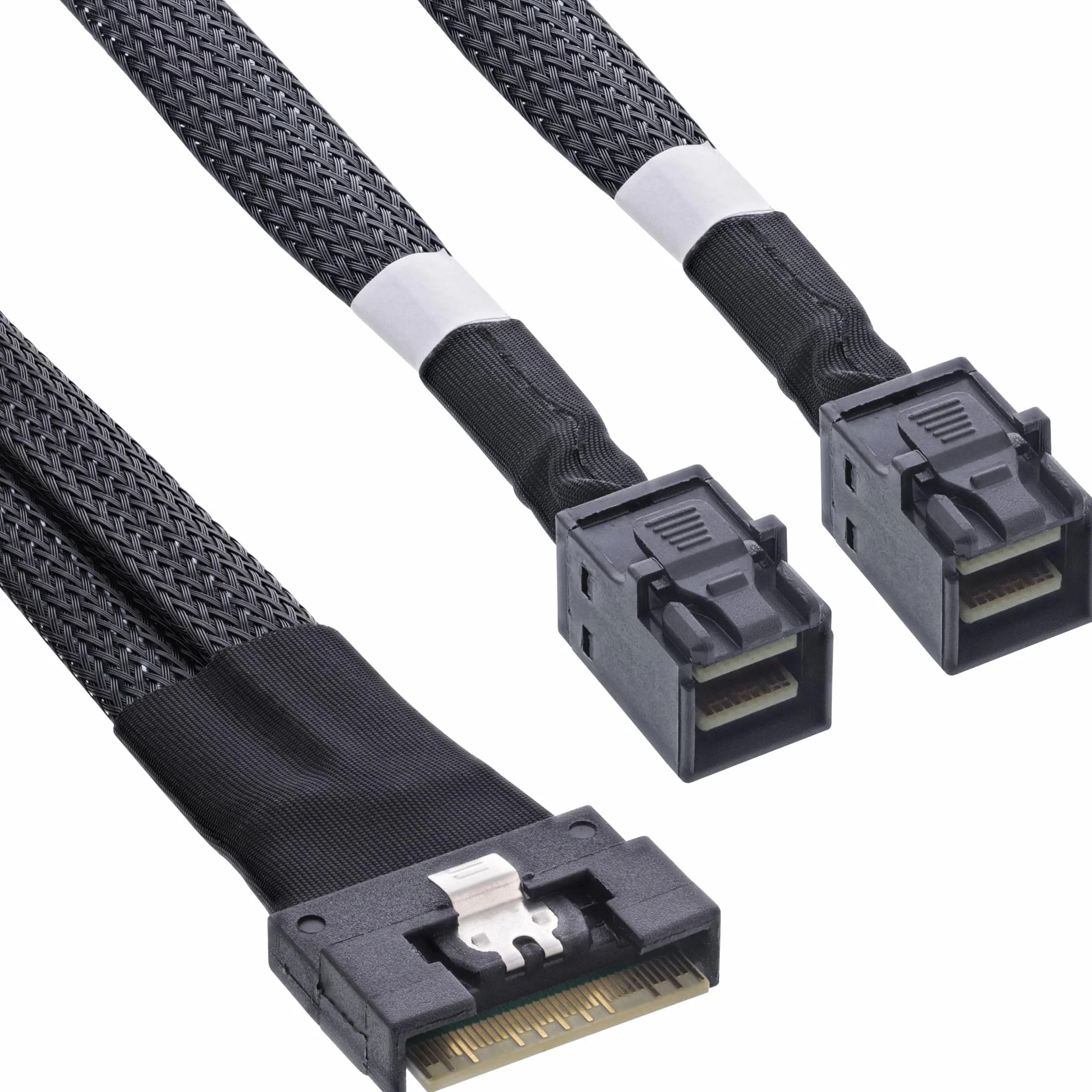 InLine® Slim kabel SAS, SFF-8654 8i do 2 x SFF-8643, 1 m, 27648C