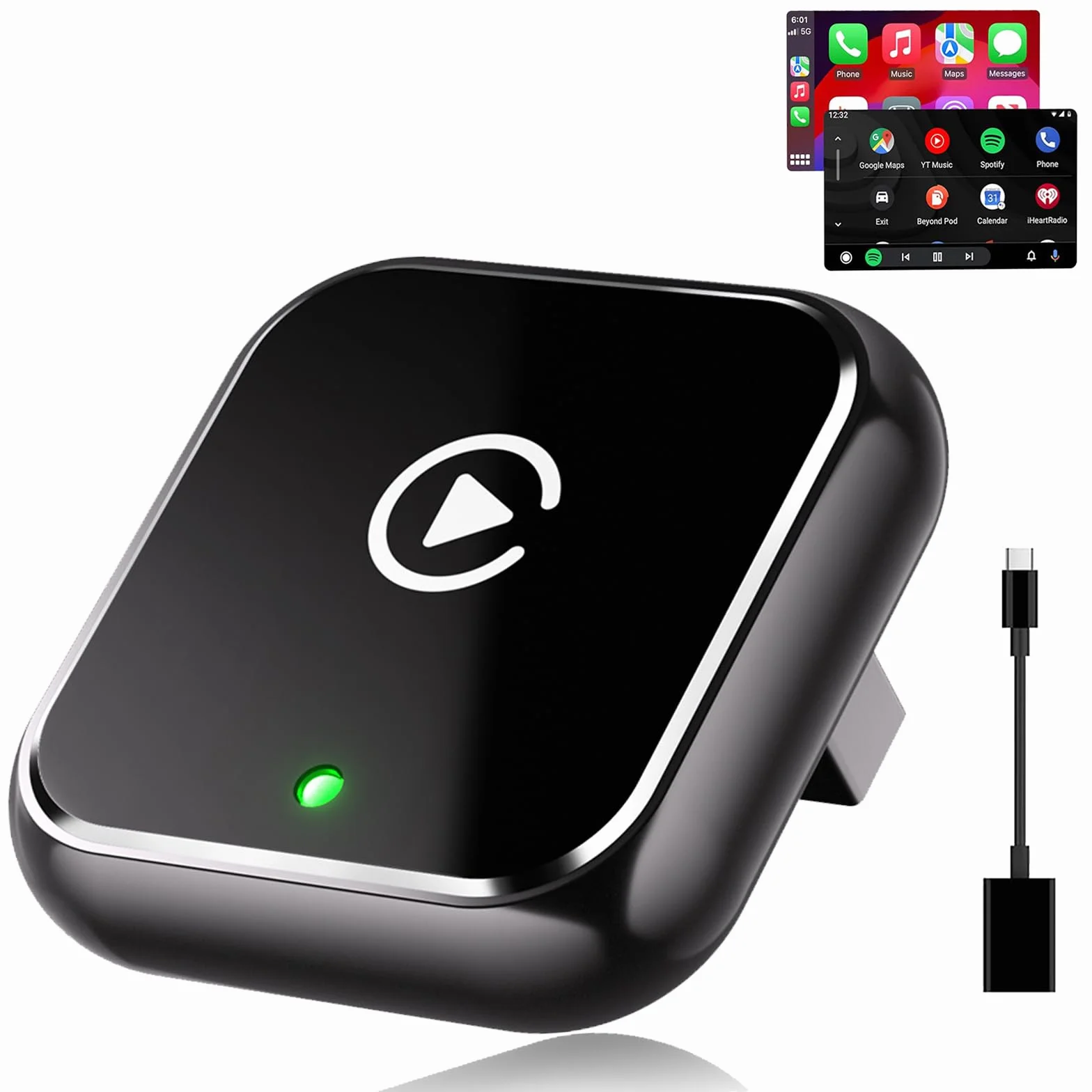 2025 Upgrade OTA CarPlay Wireless Adapter 2 w 1, 3 x łączność samochodowa, brak opóźnień, Plug and Play, Bluetooth 5.3 i Wi-Fi 6