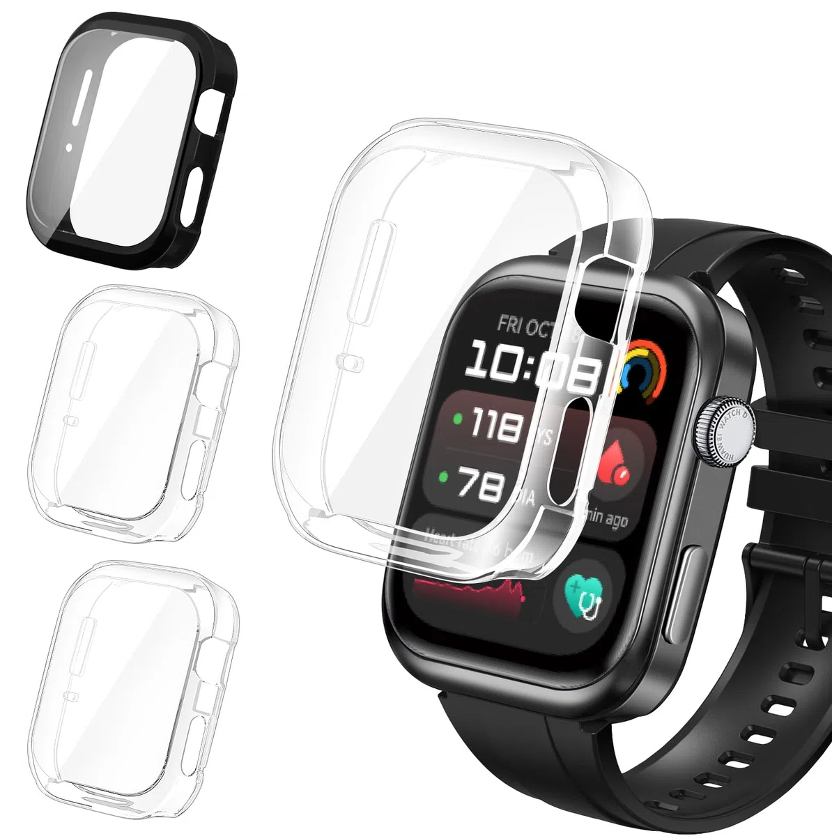 ivoler 3 sztuki etui z osłoną ekranu do Huawei Watch D2 (2024), pełne etui ochronne z miękkiego TPU cienkie, odporne na wstrząsy etui odporne na zarysowania (2 przezroczyste 1 czarne)