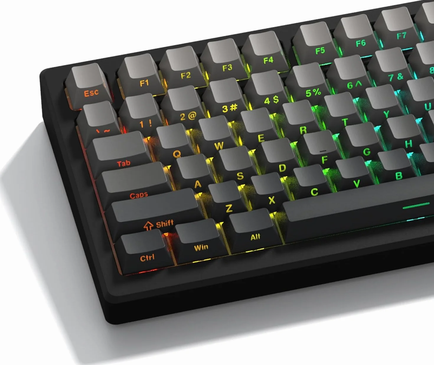 PBT 136 klawiszy przezroczyste, Double Shot Profile Cherry Shine Through Keycaps, niestandardowe nakładki na klawisze cieniowane klawisze do klawiatur mechanicznych ANSI US - szare