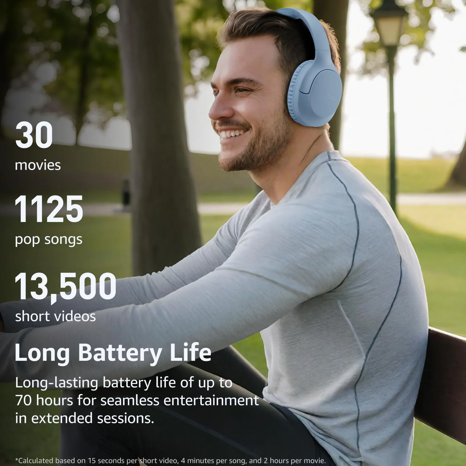 TOZO HA1 Słuchawki Bluetooth 5.4 ENC redukcja szumów bezprzewodowy składany 70H bas stereo Błękitny
