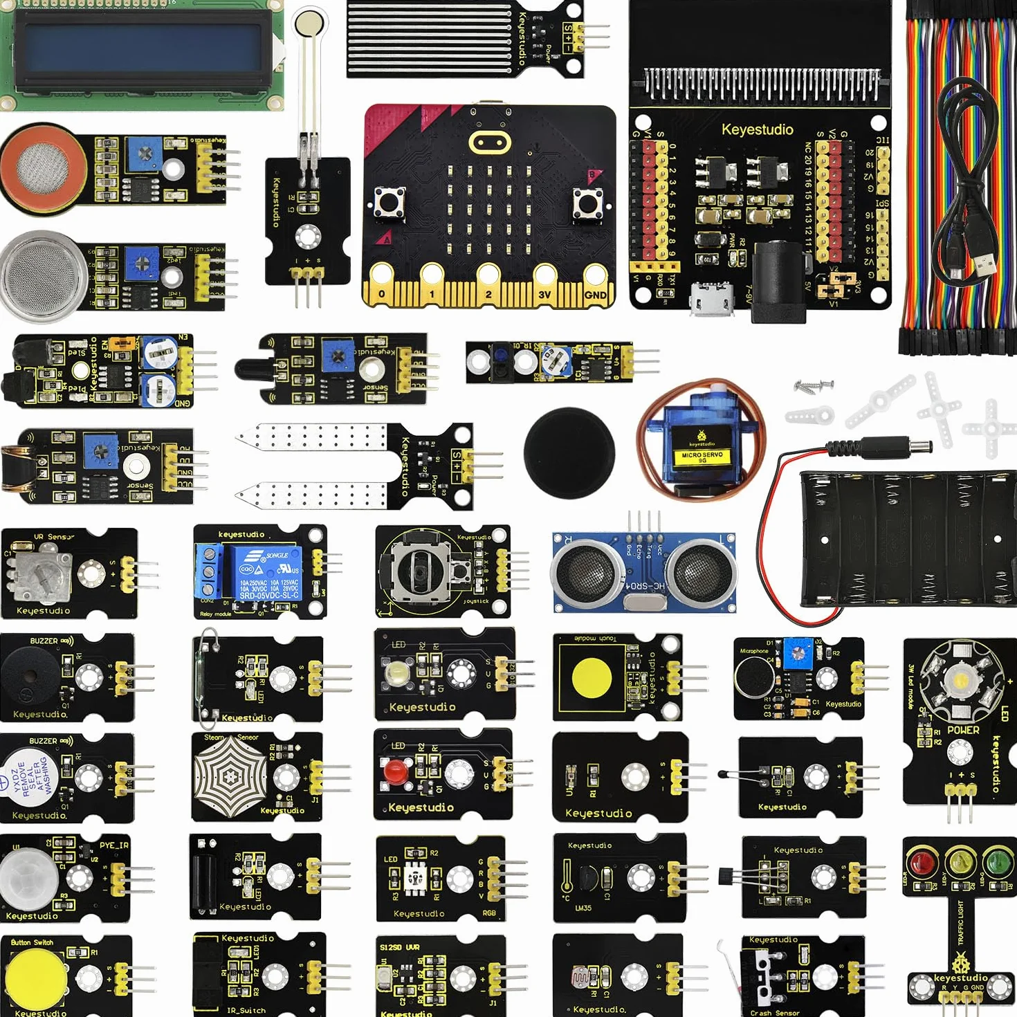 KEYESTUDIO BBC Micro:bit Starter Kit Zestaw modułu czujnika z płytką Microbit V2.2