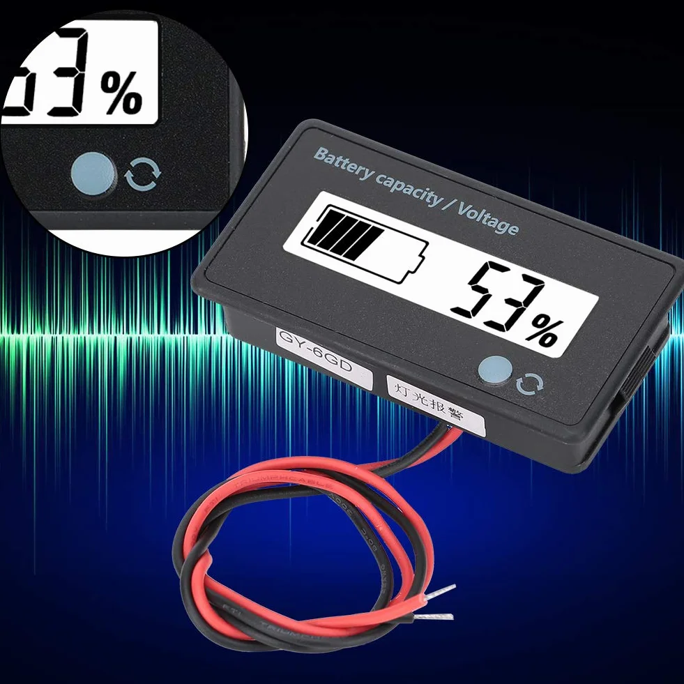 Tester pojemności baterii LCD z alarmem, miernik napięcia 12-84V do akumulatora kwasowo-ołowiowego, bateria litowa, bateria litowo-żelazna (biała)