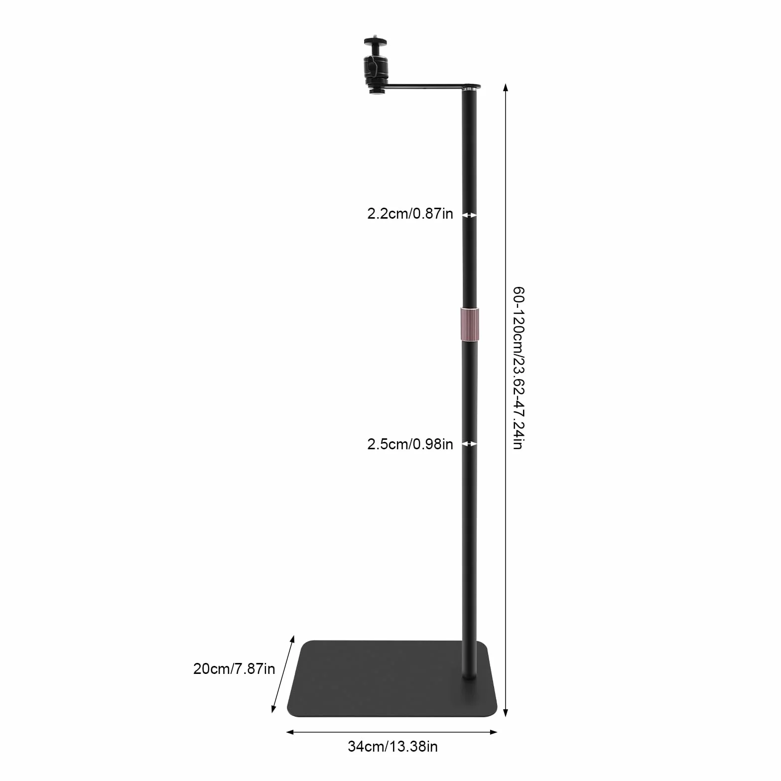Stojak do projektora, stojak na rzutnik, regulacja wysokości 60-120 cm, stojak z obrotową kulką o 360°, statyw do kina domowego, biura, w kształcie litery L, udźwig 180 kg, szybki montaż bez