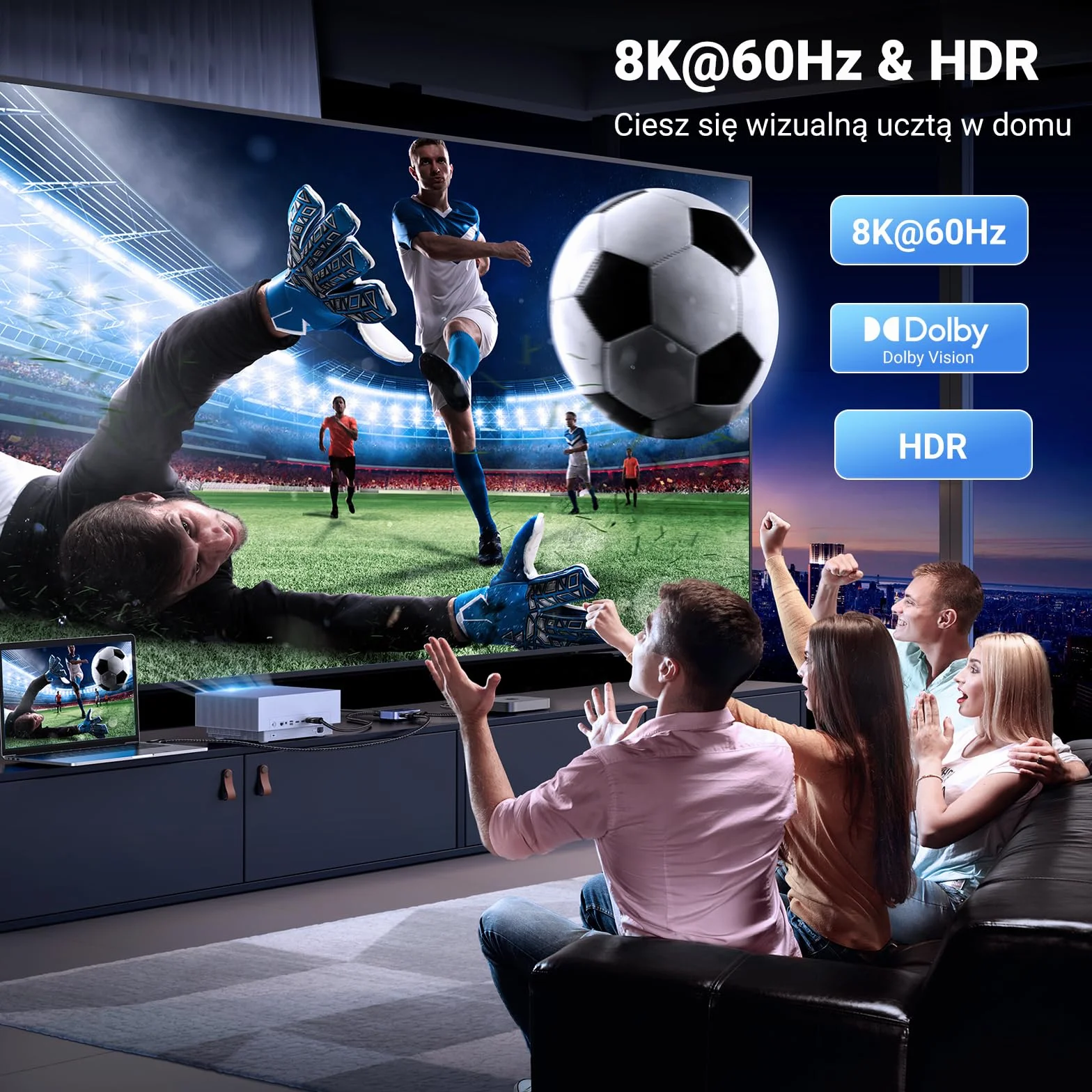 UGREEN Przełącznik HDMI 8K@60Hz 4K@144/120/60Hz Aluminiowy 2 na 1