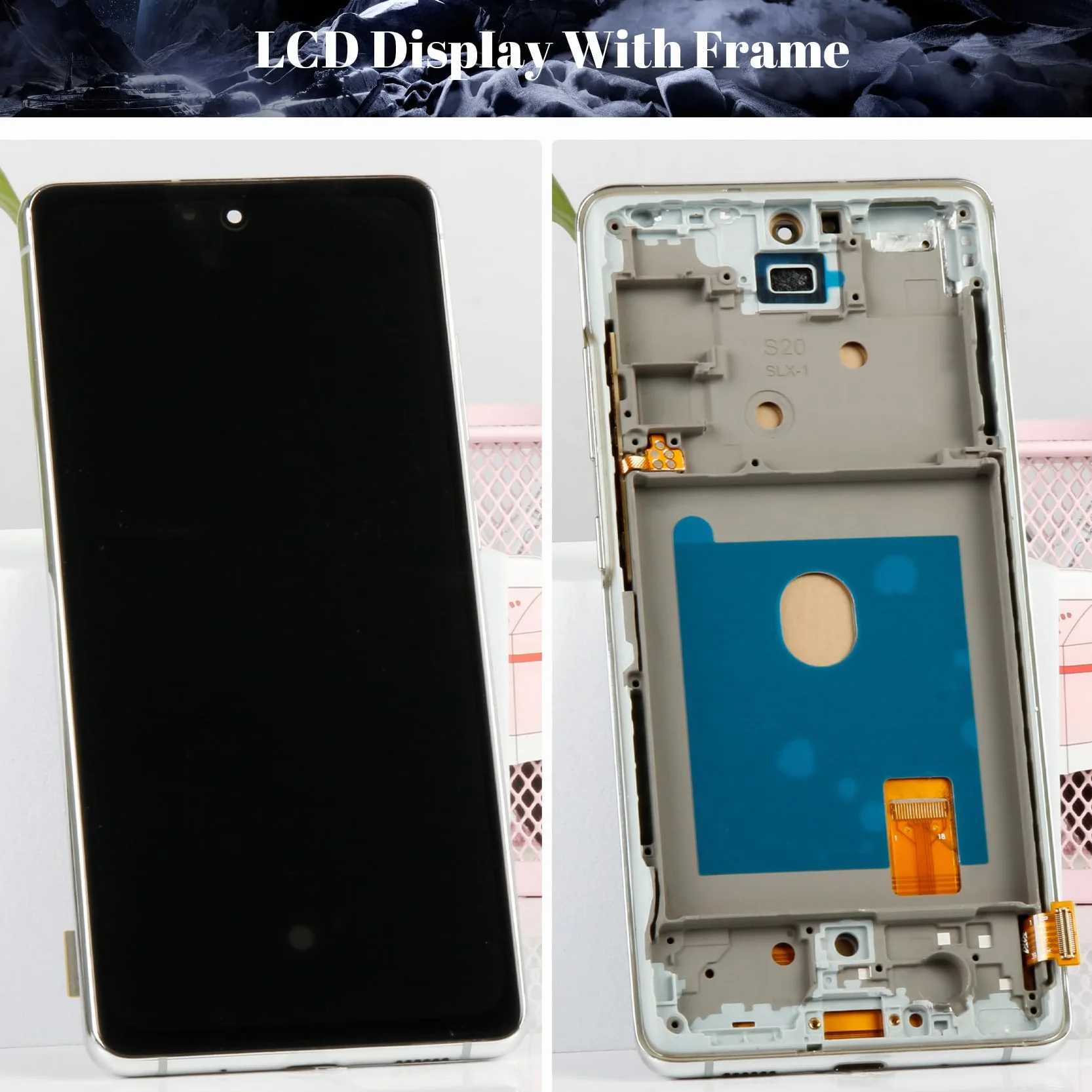 OLED ekran LCD do Samsung Galaxy S20 FE 5G SM-G781B wyświetlacz dotykowy digitizer zestaw naprawczy z ramą srebrny