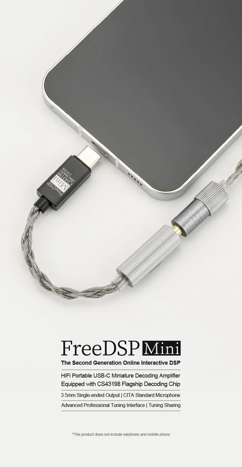 Moondrop FreeDSP Mini HiFi przenośny miniaturowy wzmacniacz dekodowania USB-C CS43198 3,5 mm adapter CITA wzmacniacz DAC