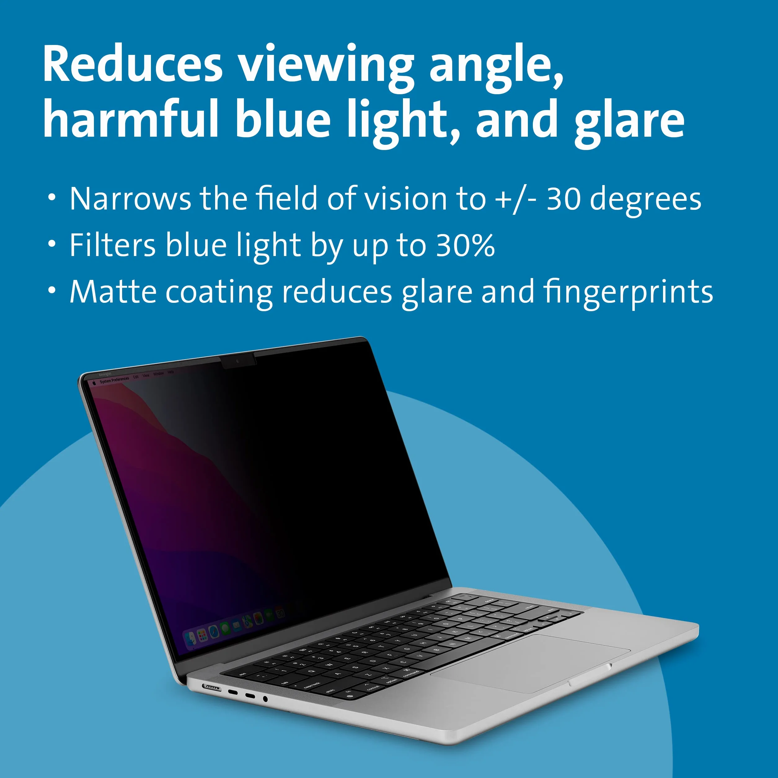 Kensington, MP14, magnetyczna ochrona przed wzrokiem do MacBooka Pro, pasuje do 14" (35,6 cm) (2021-2024, M1, M2, M3, M4, Pro, Max), zdejmowana ochrona przed wzrokiem laptopa, nieoślepiająca, filtr