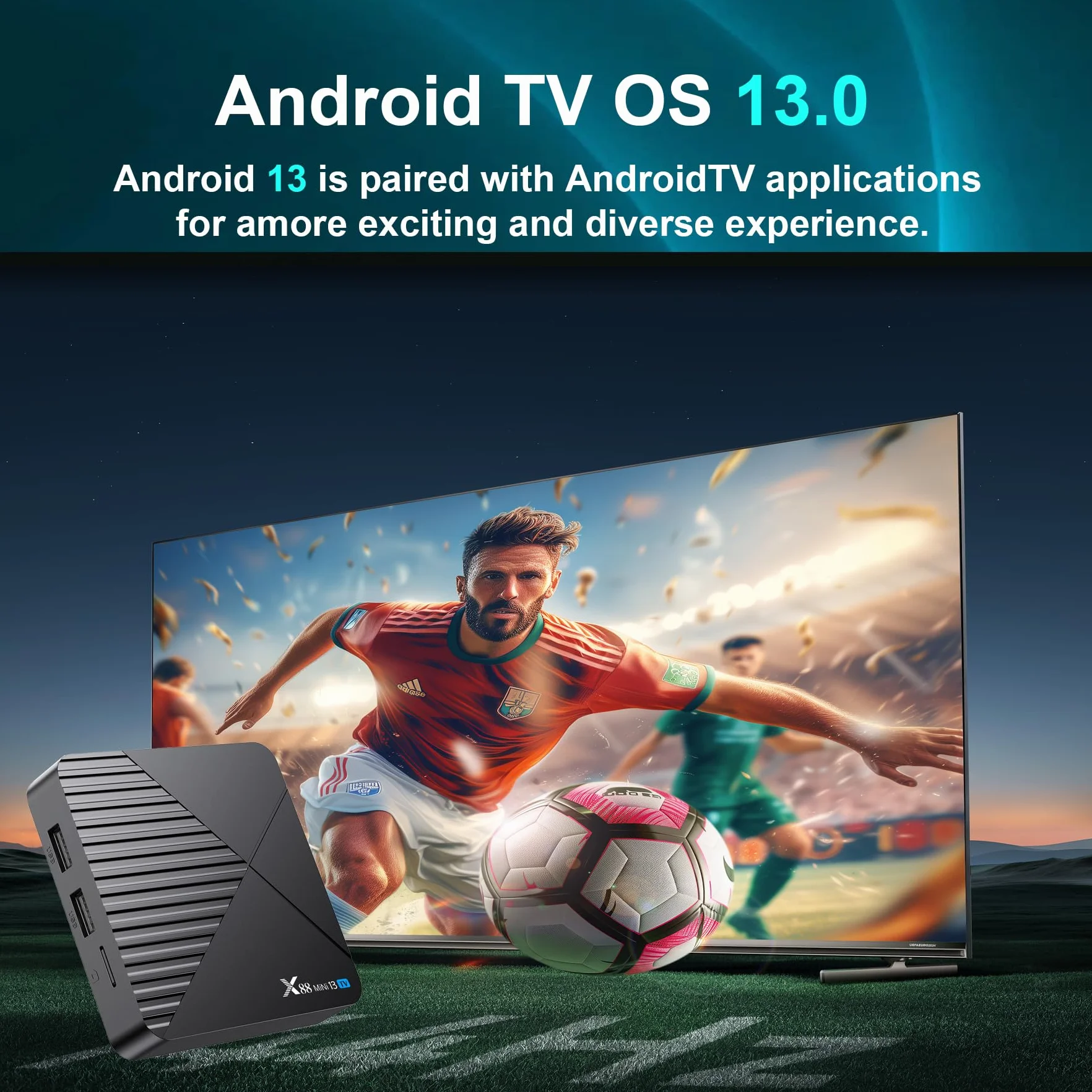 GREVA Android 13.0 TV Box, Android Box 4 GB RAM 32 GB ROM RK3528mini Quad-Core 64bit Cortex-A53 chip, rozdzielczość 8K UHD 2,4 GHz / 5,8 GHz WiFi6 10/100 M LAN Enternet Bluetooth 5.0 Smart TV Box