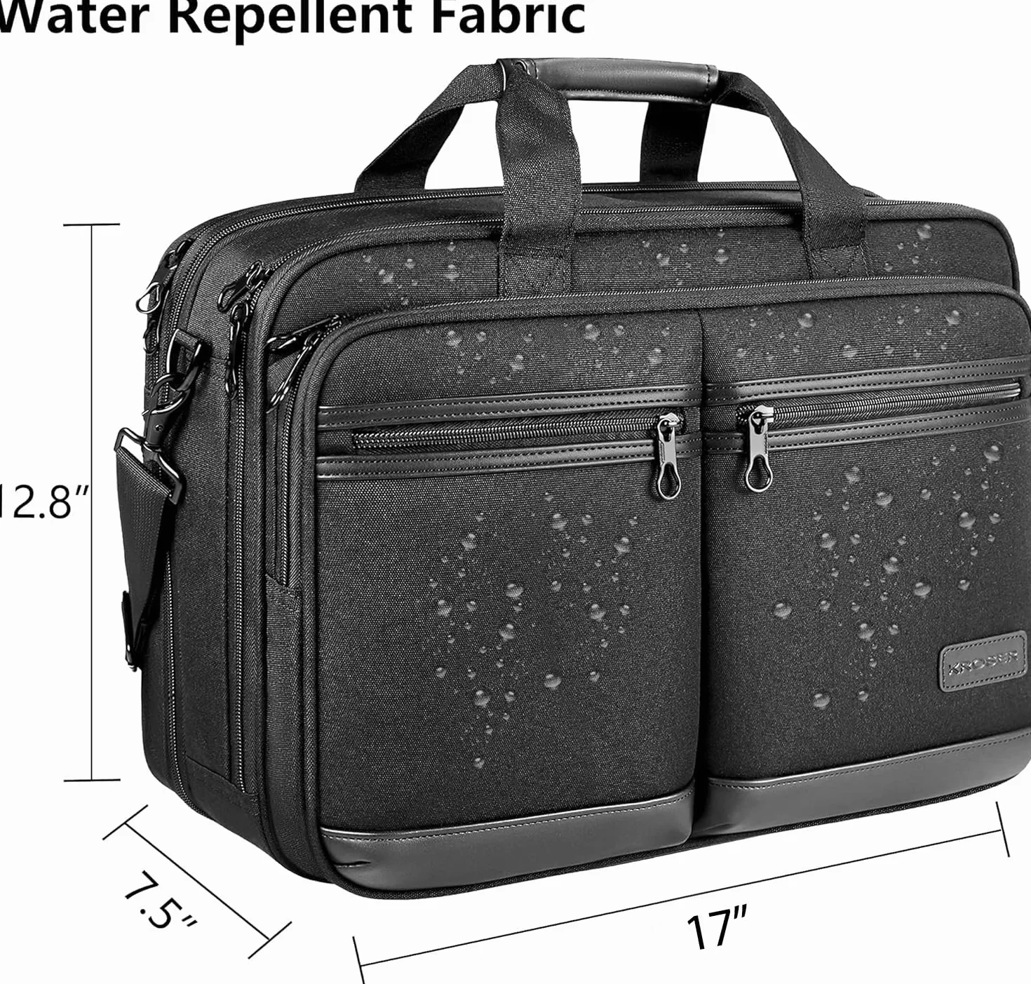 KROSER 18" torba na ramię na laptopa wodoodporna z kieszeniami RFID do 17,3"