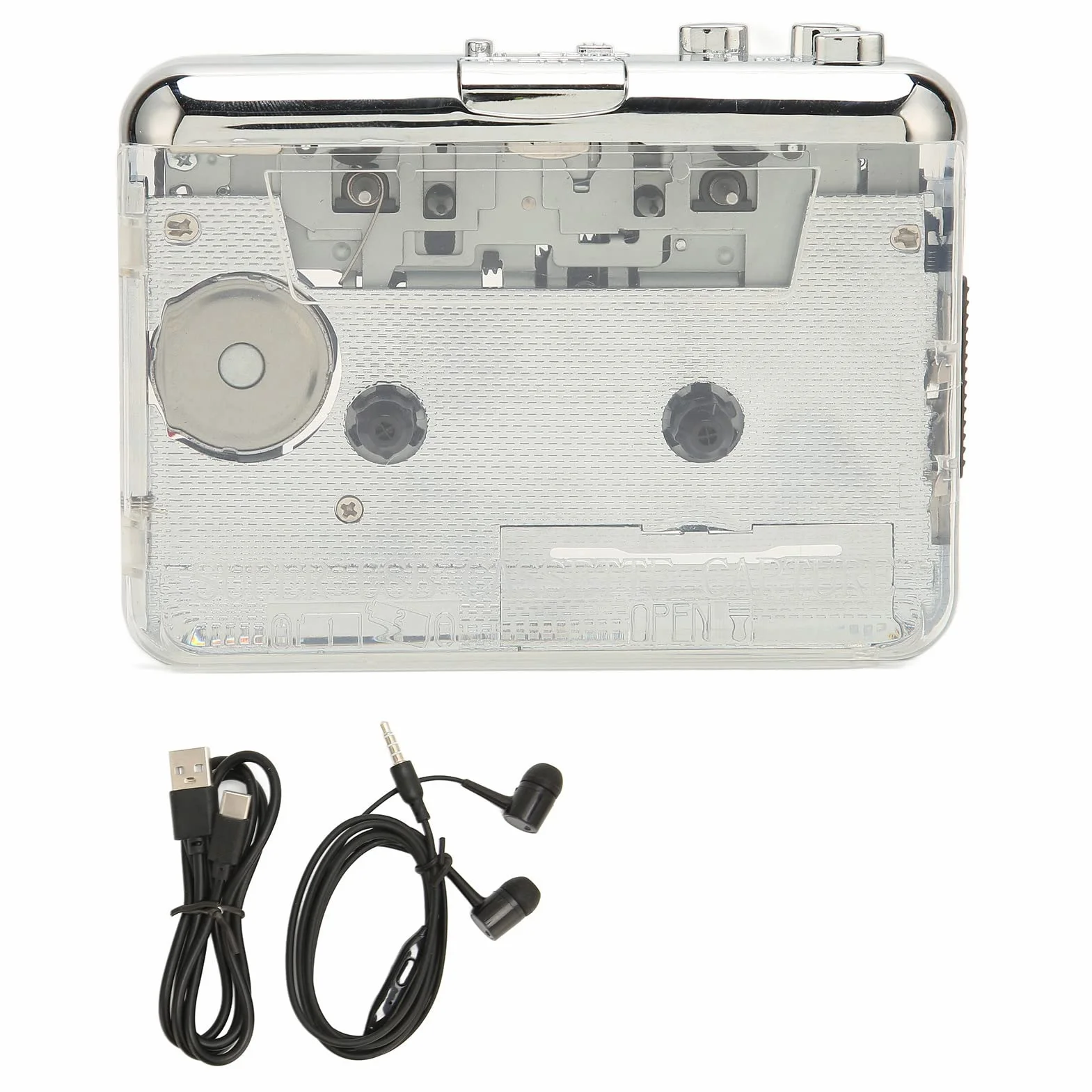 Przenośny Odtwarzacz Kaset Magnetofonowych na MP3 z Gniazdem Słuchawkowym 3,5 mm i Automatycznym Cofaniem
