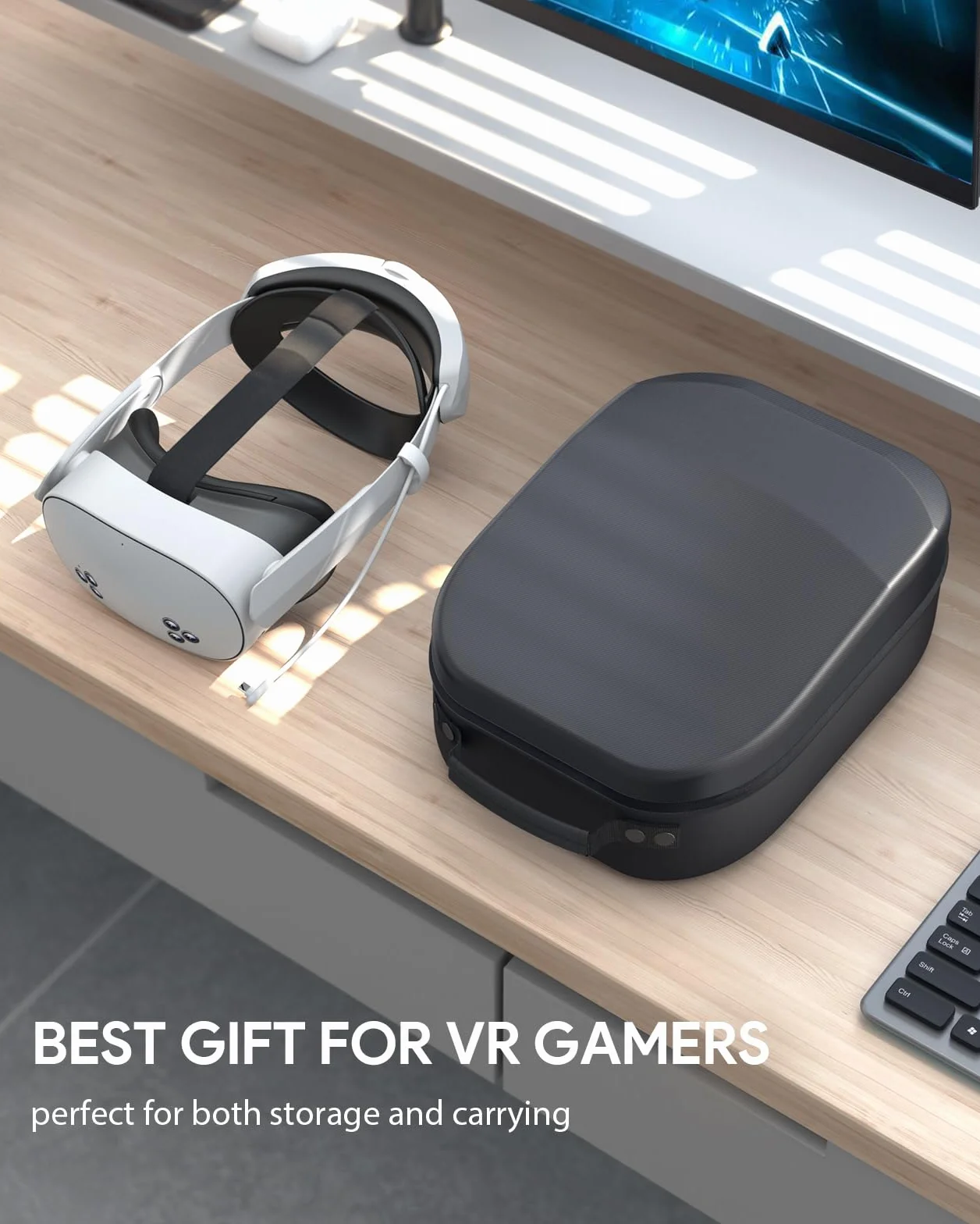Twardy futerał do Meta/Oculus Quest 2, Czarny, 31.00 × 22.00 × 13.50 cm, Kompatybilny z Meta Quest 3 / Oculus Quest 2 i 1 i Pro/Pico 4