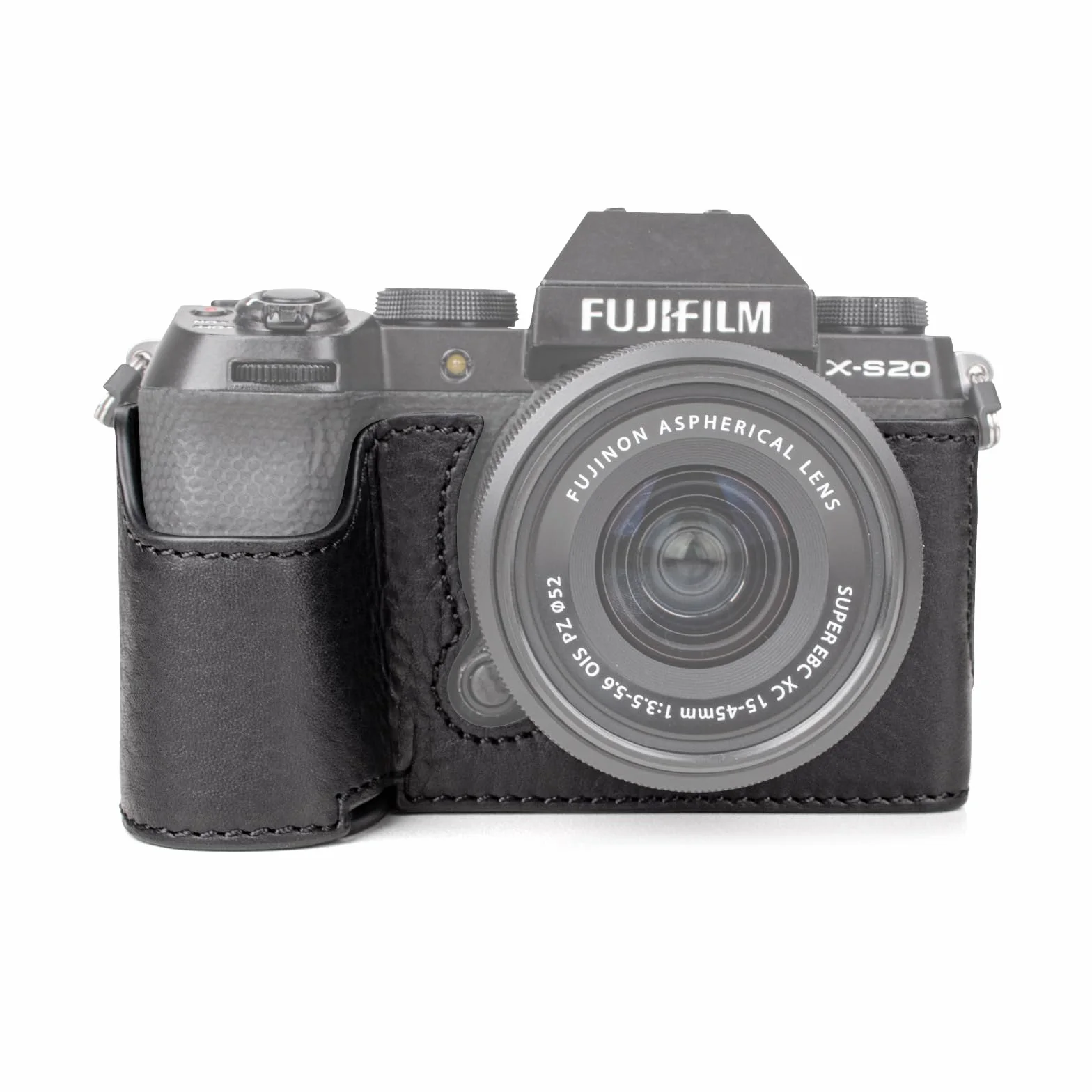 MUZIRI KINOKOO Etui Fuji XS20, etui na aparat z prawdziwej skóry w stylu retro - uchwyt ręczny, mocowanie statywu, czarne