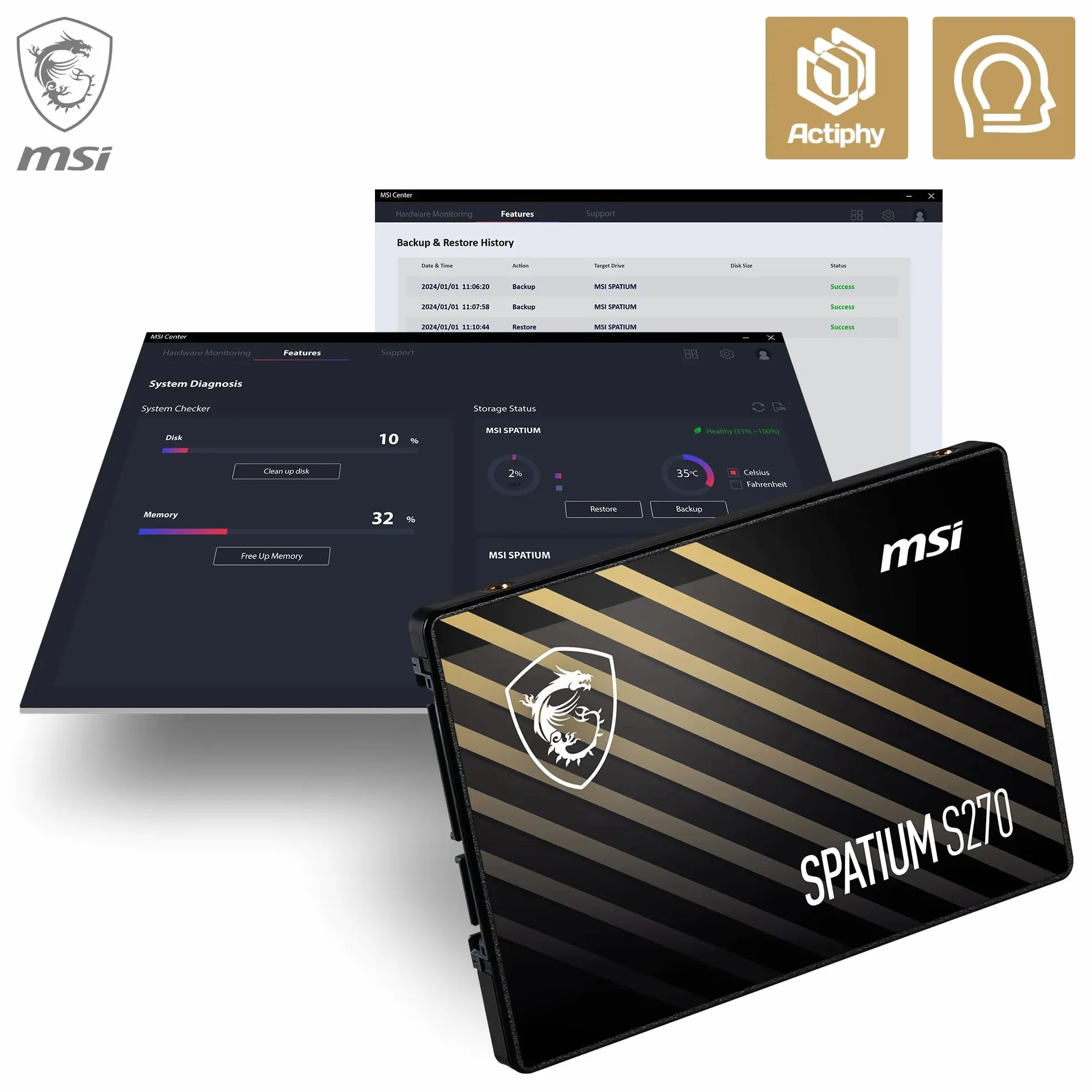 MSI SPATIUM S270 SATA 2.5 240 GB – wewnętrzny dysk półprzewodnikowy, odczyt 500 MB/s i zapis 400 MB/s, 3D NAND, wbudowane zabezpieczenie danych
