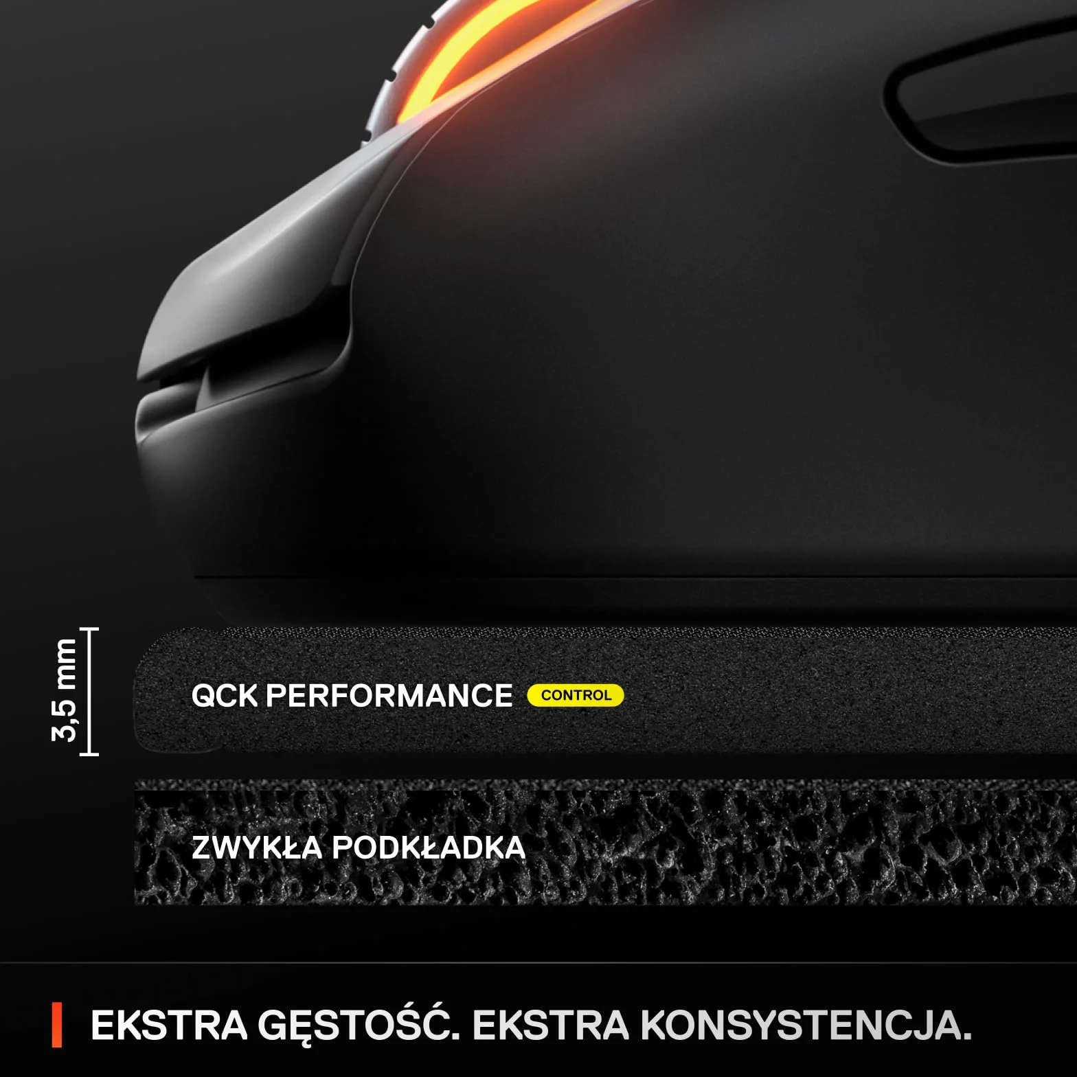 SteelSeries, podkładka QcK XL Performance Control - Dodatkowa gęstość dająca poślizg - Niskoprofilowe przeszycia krawędzi - Antypoślizgowa podstawa z neoprenu - Rozm. 900 x 400 mm - FPS,MOBA,RTS,MMO