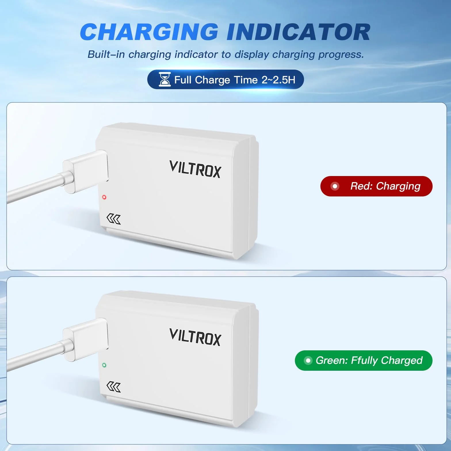 VILTROX NP-FW50 zestaw 2 baterii do aparatu bateria do wielokrotnego ładowania 1030 mAh USB-C do Sony 5100 5000 6500 6400 6300 6100 6000 7 TR 7S 7SM2 7M2 ZV-E10 QX1 DSC-RX10 10 M2 4 10M 3 10M2 A33 A35