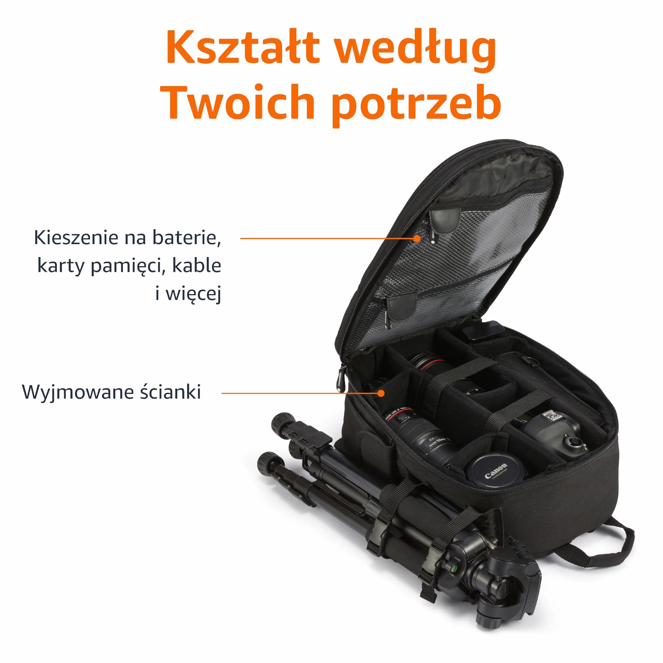 Amazon Basics plecak na aparat DSLR do lustrzanek i akcesoriów, czarny