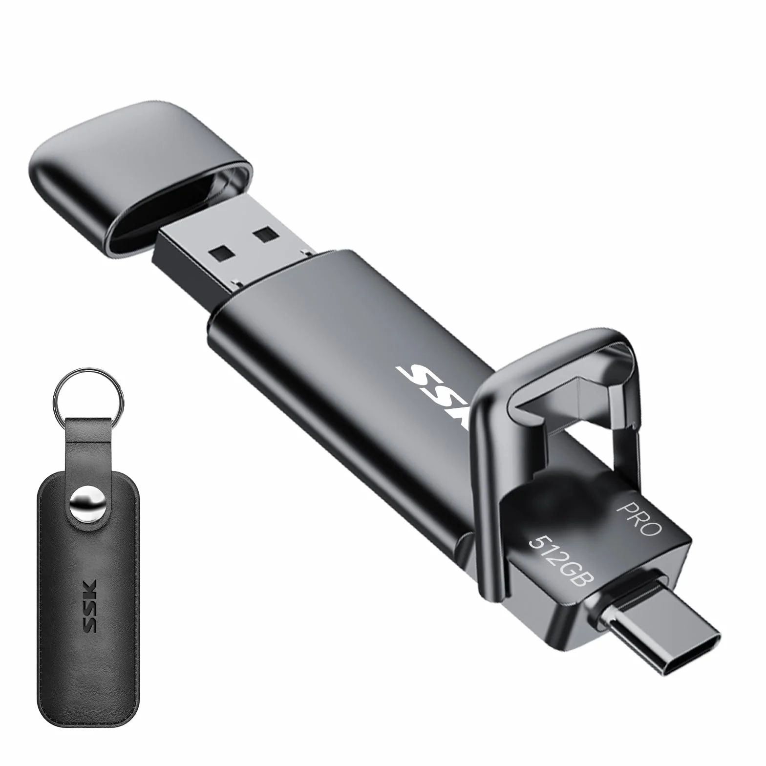 SSK 256 GB SSD Dual USB C Stick do 1000 MB/S, szybki zewnętrzny dysk twardy SSD typu c + USB A USB 3.2 Gen 2, pamięć USB do iPhone 15/PS4/Android