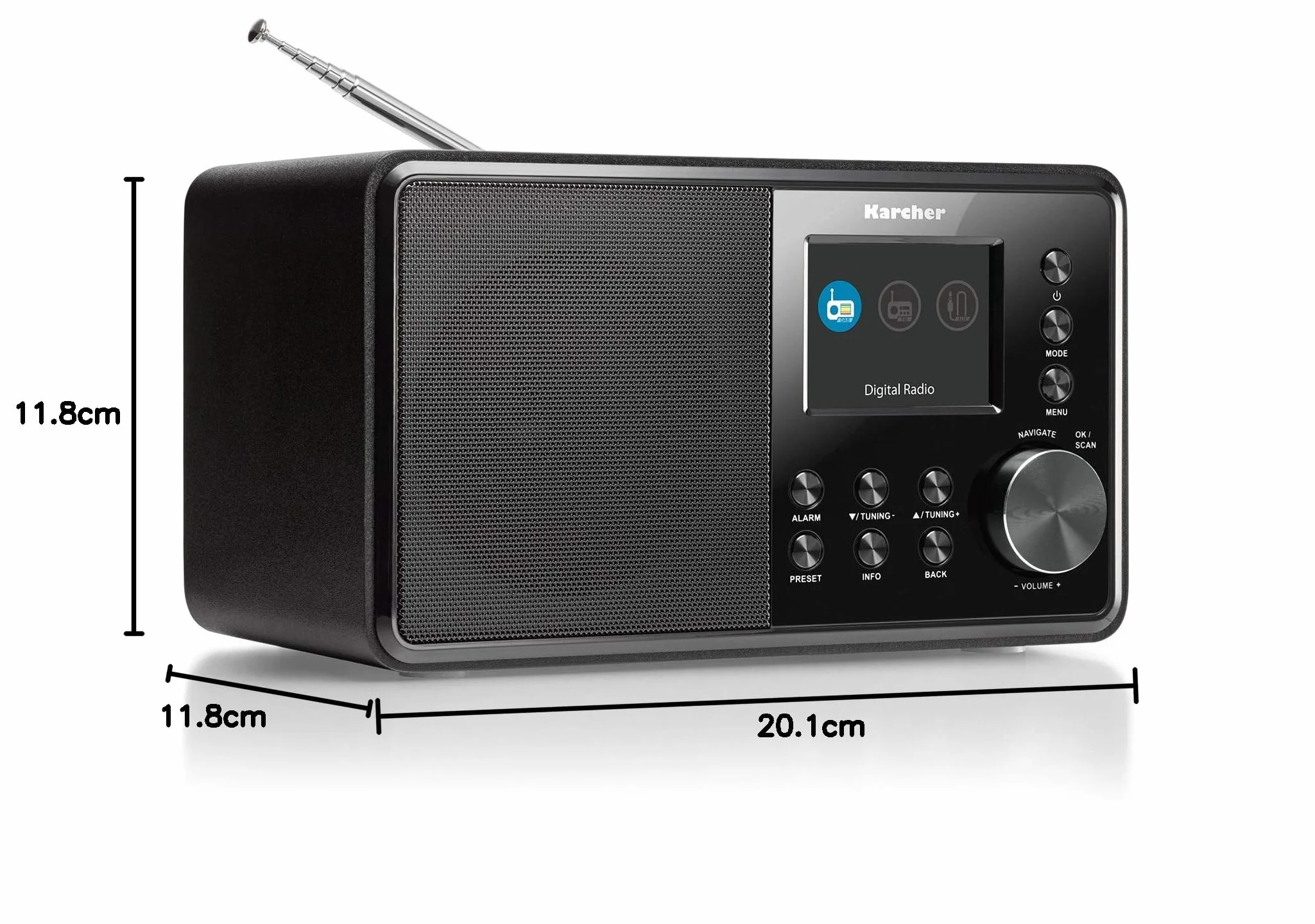 Karcher DAB 3000 radio cyfrowe DAB Plus UKW-RDS AUX-IN budzik podwójnym alarmem czarne