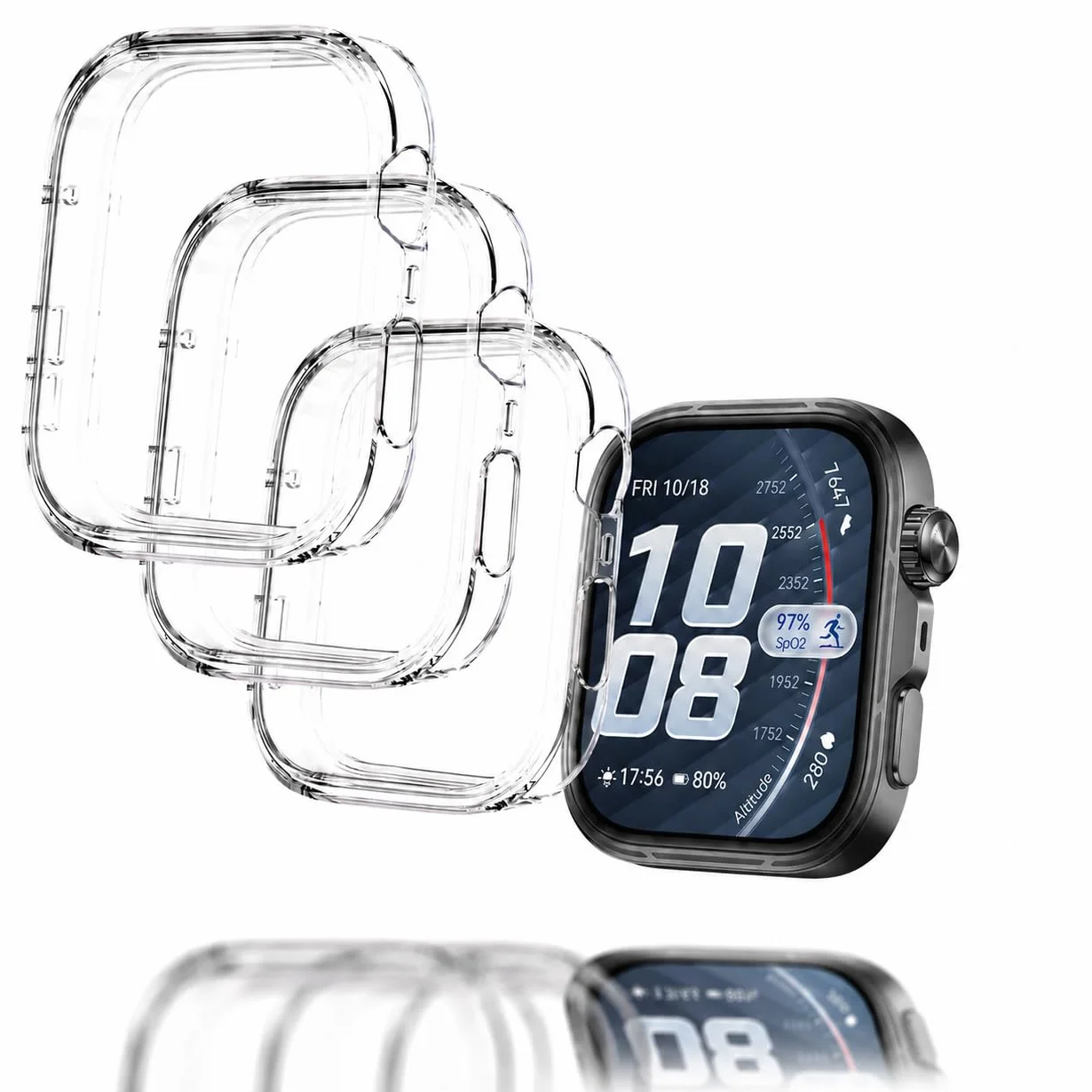 Etui ochronne kompatybilne z Huawei Watch Fit 5 Pro, z elastycznym TPU o wysokiej przejrzystości, folia ochronna na wyświetlacz [pełna ochrona], odporne na zarysowania i uderzenia etui