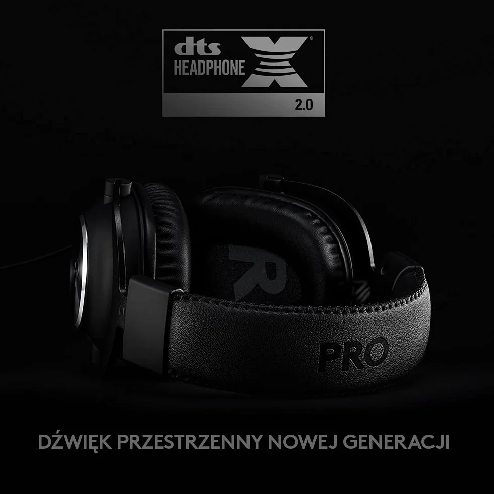 Logitech G PRO X Gaming-Headset, przewodowe słuchawki nauszne z niebieskim mikrofonem VO!CE, DTS X 7.1, 50mm przetworniki PRO-G, dźwięk przestrzenny 7.1 do gier e-sportowych - Czarny