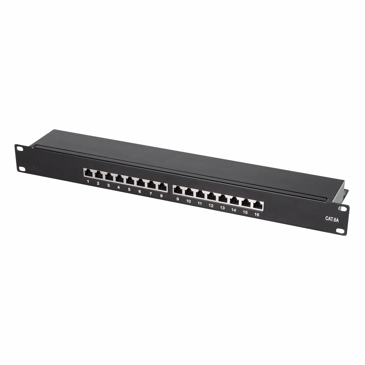 LogiLink Professional NP0076 panel krosowo-rozdzielający Cat 6A z 16 portami, PoE i PoE+, (1 jednostka wysokości), czarny
