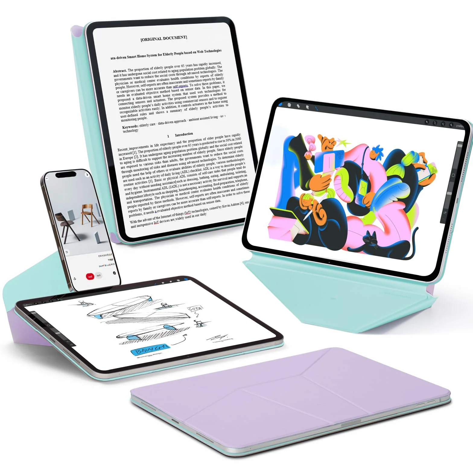 MOFT Dynamic Folio etui do iPada Air 11" (M4/M3/M2/4/5. Gen 2026/2025/2024), smukłe magnetyczne etui na tablet ze stojakiem i ponad 20 kątami widzenia, funkcja automatycznego budzenia/uśpienia - Peony