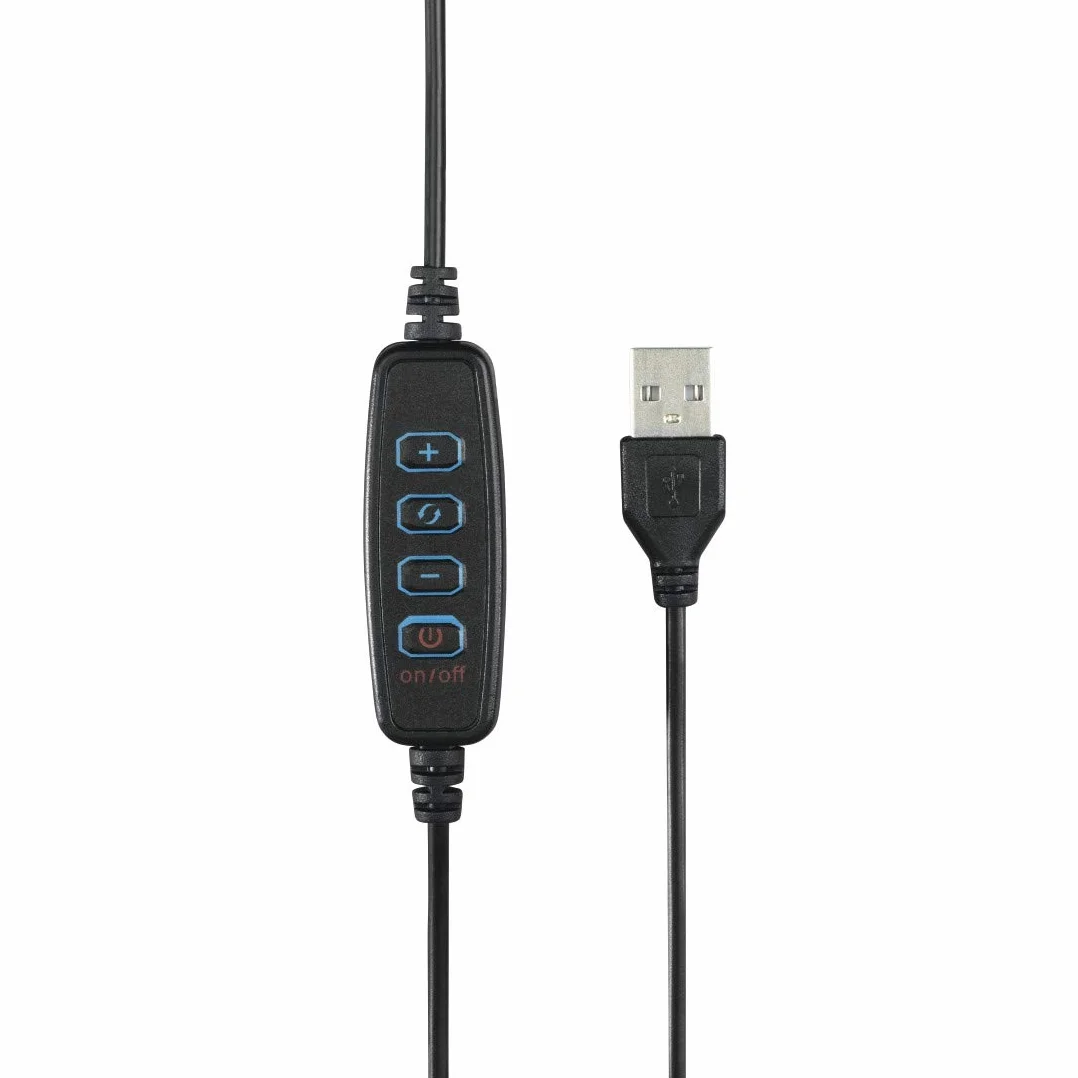 Hama lampa pierścieniowa uchwytem LED 128 (uchwyt na smartfon, kabel 190 cm, 10,2 cali, ze stojakiem, do selfie ring light) czarna