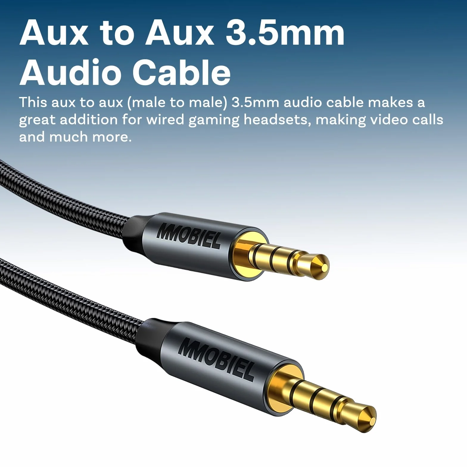 MMOBIEL Kabel Audio 3,5mm Męski na Męski Jack Aux - 4-pole TRRS - Przedłużacz Słuchawkowy - Funkcja Audio i Mikrofonu - Kompatybilny z Słuchawki, Słuchawkami Dousznymi, Telefonem itp. 1m