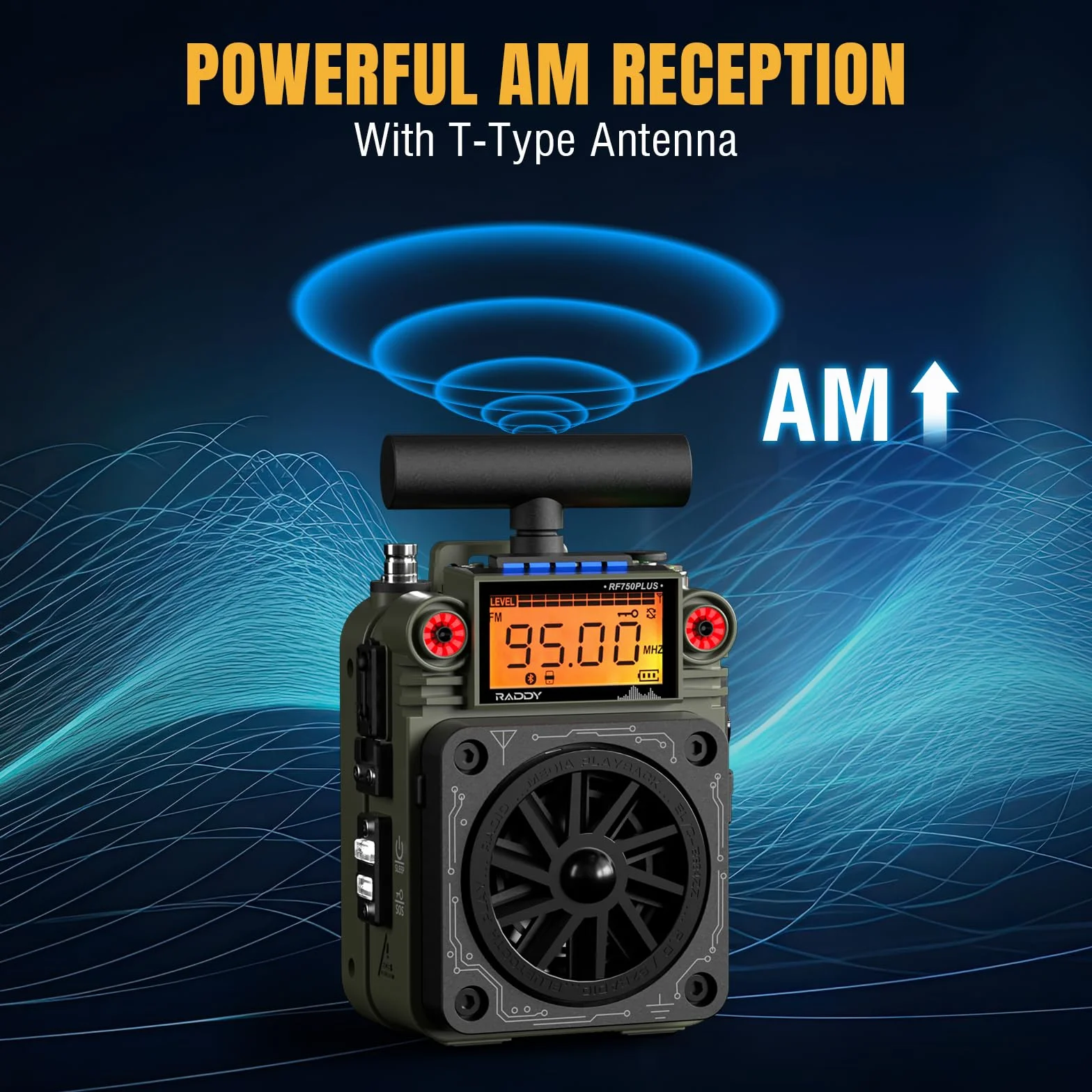 Raddy RF750 Plus AM FM SW radio krótkofalowe przenośne z aplikacją 297 stacji wymienny akumulator