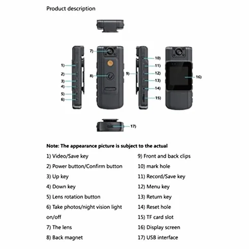 Kamera WiFi 1080P 128G Magnetyczny Klips
