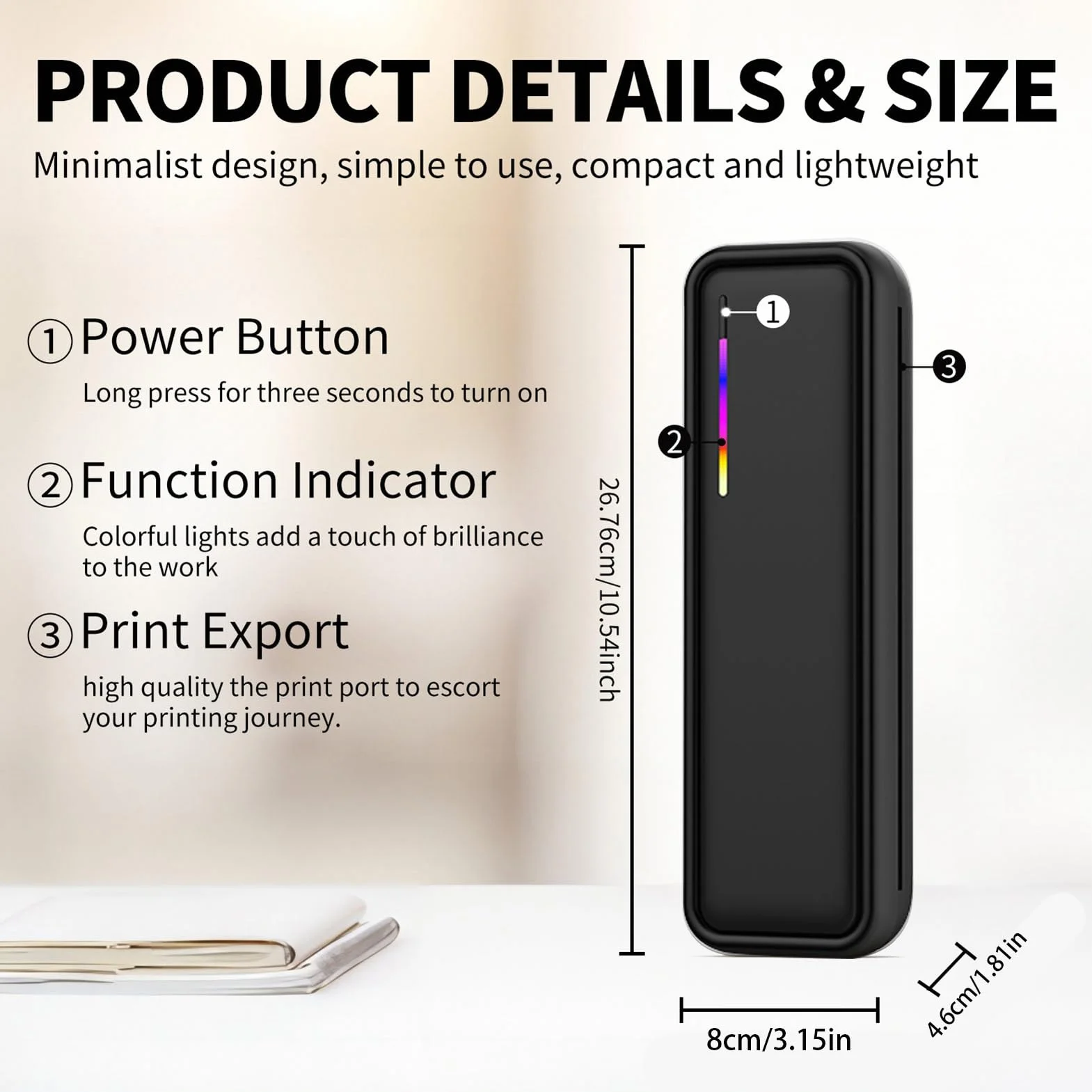 Przenośna drukarka termiczna A4 Bezprzewodowa BT kompatybilna iOS Android 210 mm