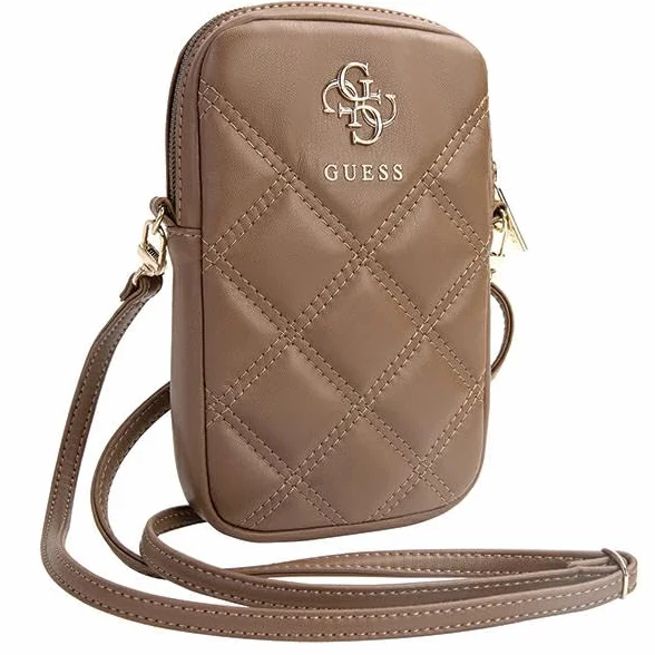 Guess pokrowiec na telefon komórkowy brązowy Zip Quilted 4G