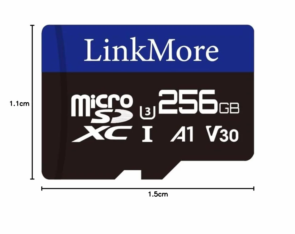 LinkMore microSD 256GB karta pamięci MicroSDXC A1 U3 V30 do 95MB/s z adapterem SD do nagrań 4K