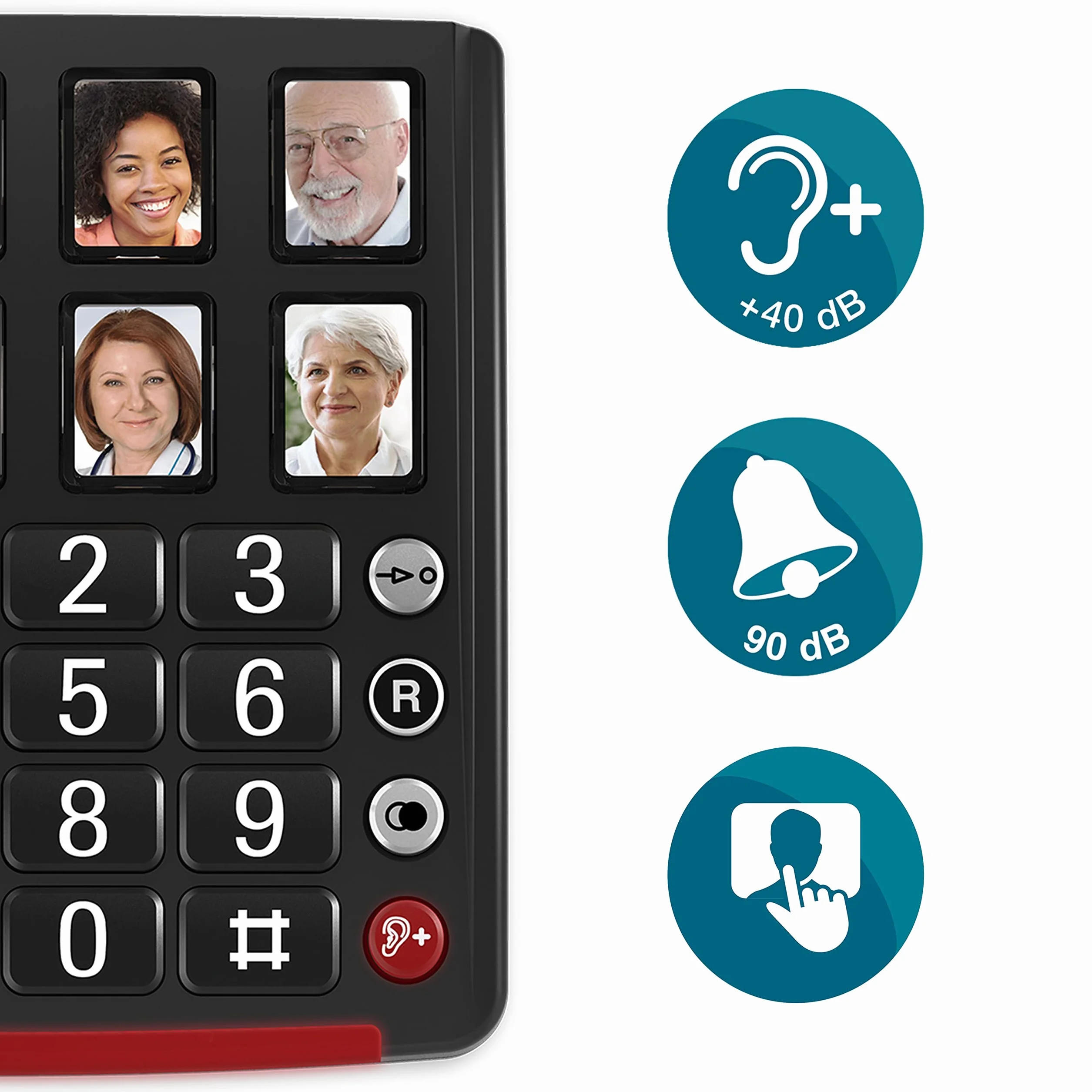 Amplicomms BigTel 40 Plus przewodowy telefon z dużym przyciskiem dla osób starszych - głośne telefony do trudnych słuchów - telefony kompatybilne z aparatem słuchowym - telefon z dużym numerem