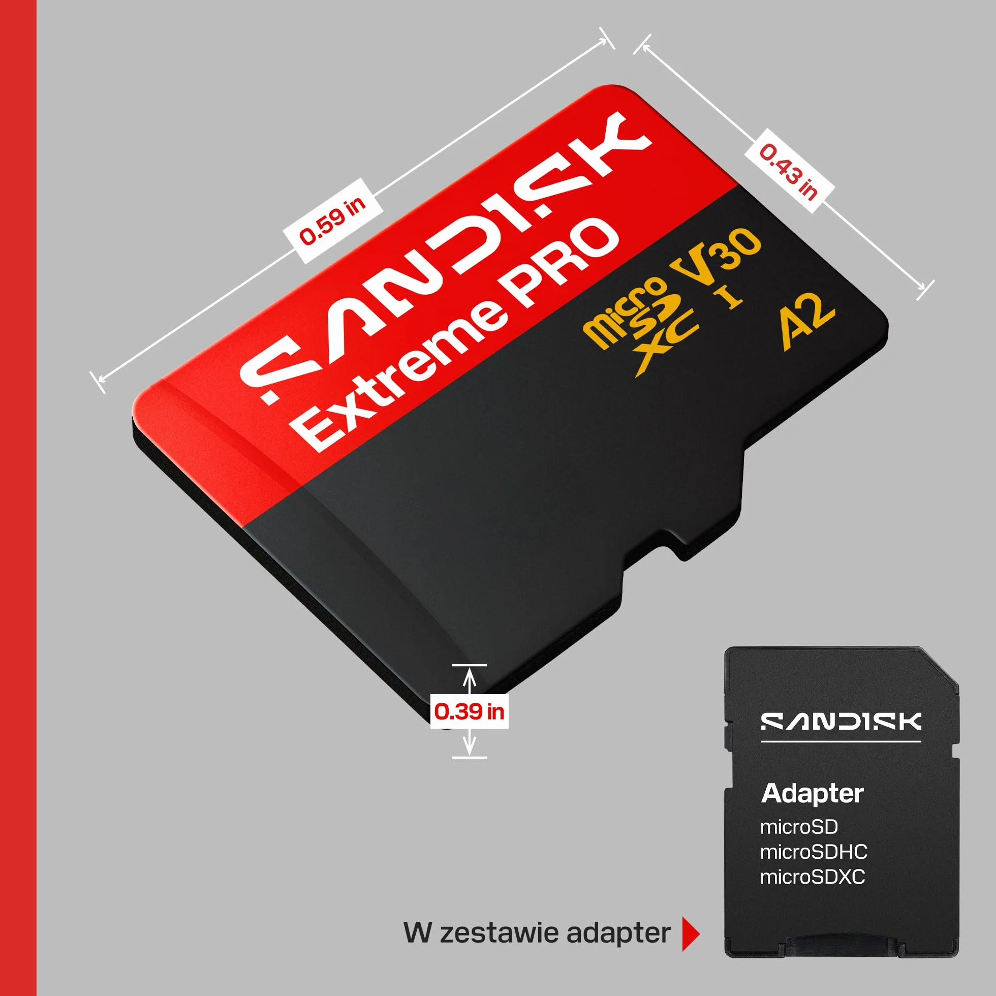 SANDISK Extreme PRO microSD Karta UHS-I + SD Adapter, 128 GB (prędkość odczytu do 250 MB/s i prędkość zapisu do 120MB/s, 5K, 3K, 4K UHD, C10, V30, U3, A2)