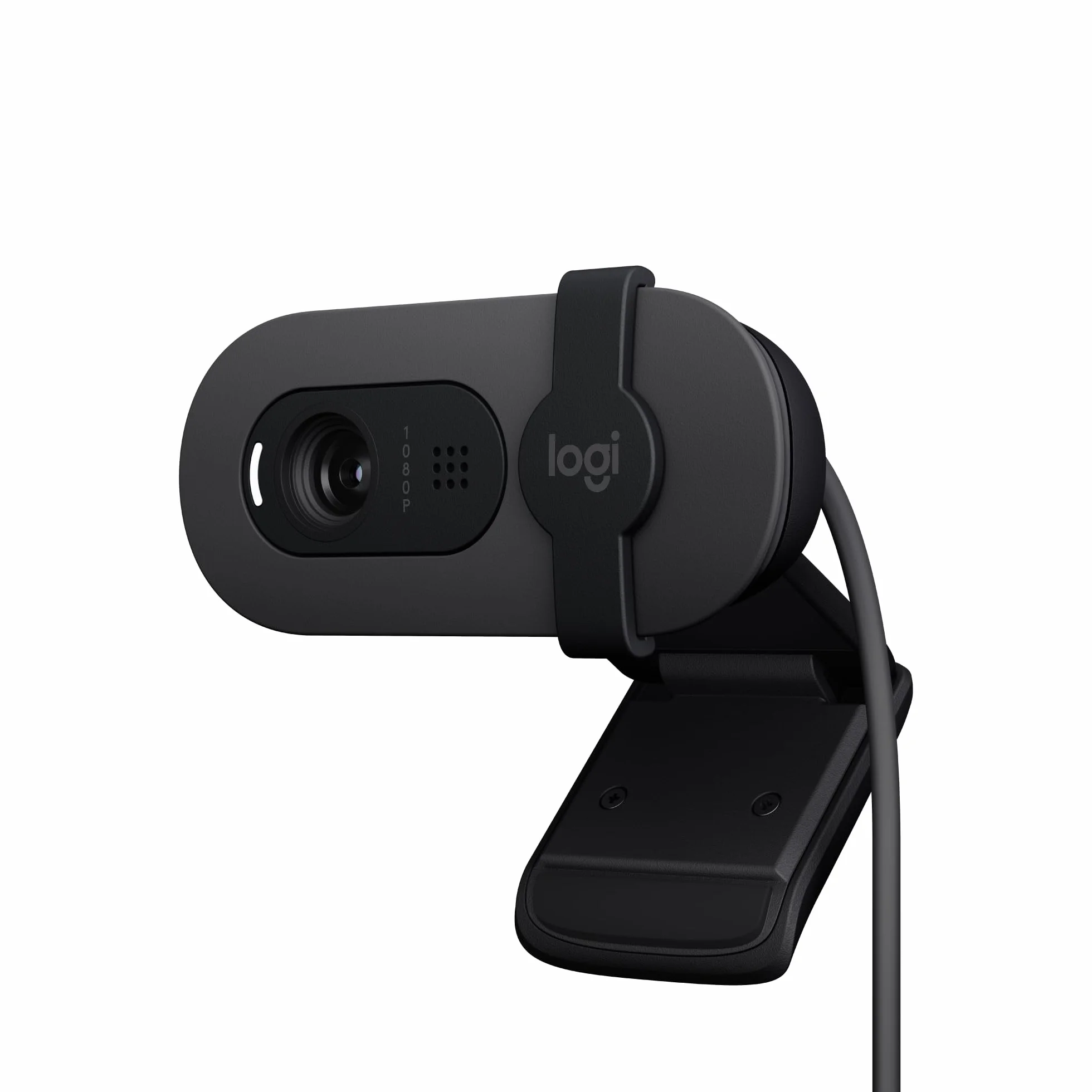 Logitech Brio 100 Full HD Kamera do spotkań i streamowania, automatyczny balans światła, wbudowany mikrofon, osłona migawki, USB-A, do Microsoft Teams, Google Meet, Zoom i innych - Grafit