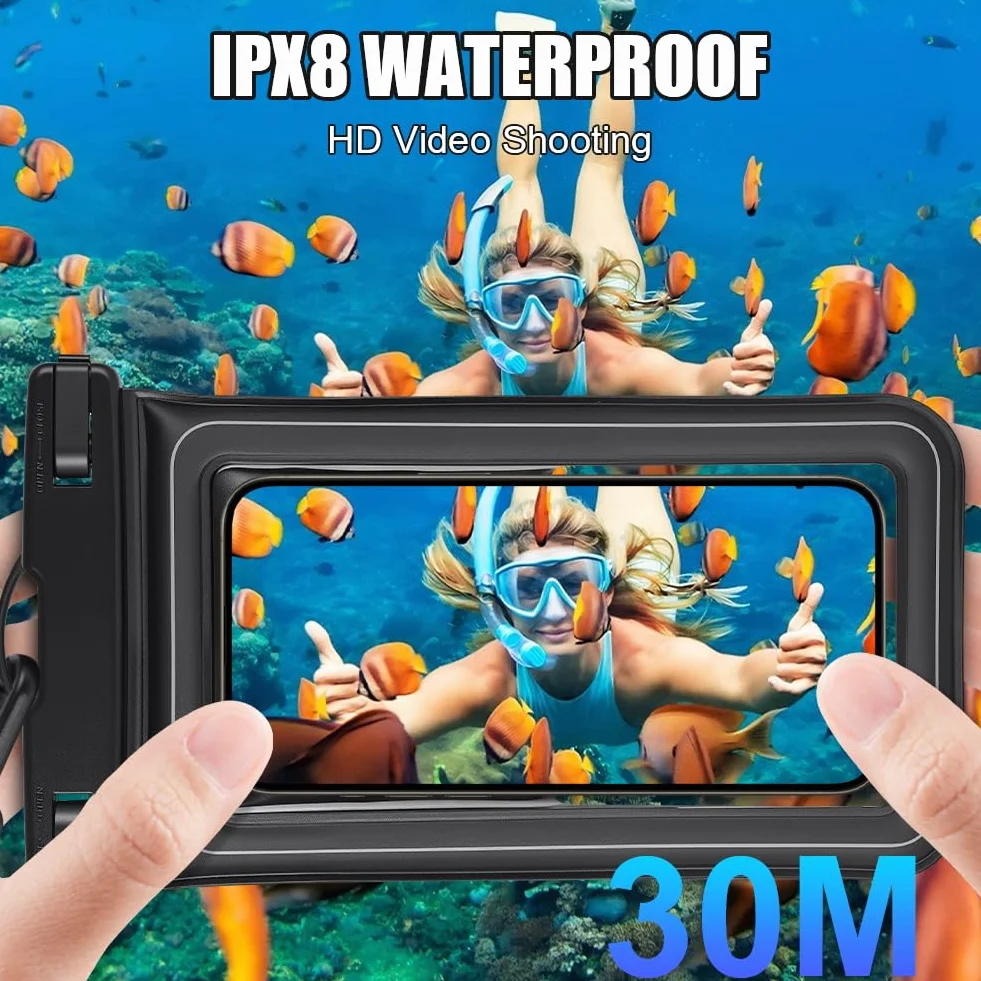 2 sztuk Wodoszczelne etui na telefon komórkowy,IPX8 Wodoodporna torba na smartfona,wodoodporna pływająca kieszeń na telefon iPhone 16 15 14 13 12 Pro XS do 7"