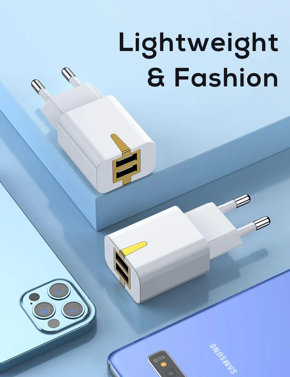 SCHITEC ładowarka USB, 2 porty USB, zasilacz 5 V/2,1 A, adapter do ładowania, USB przenośna ładowarka sieciowa do iPhone X 8 7 Samsung Galaxy S9 S8 iPad Pro Huawei LG Tablet (biały)
