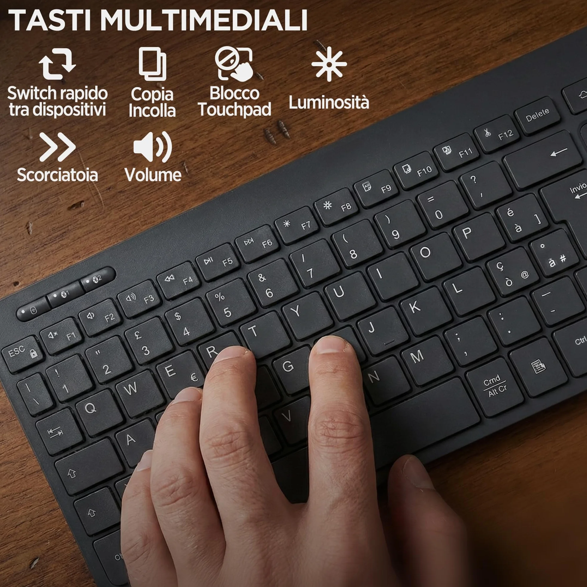 Atlantis Mini klawiatura bezprzewodowa z touchpadem Multi-Touch QWERTY RF Bluetooth