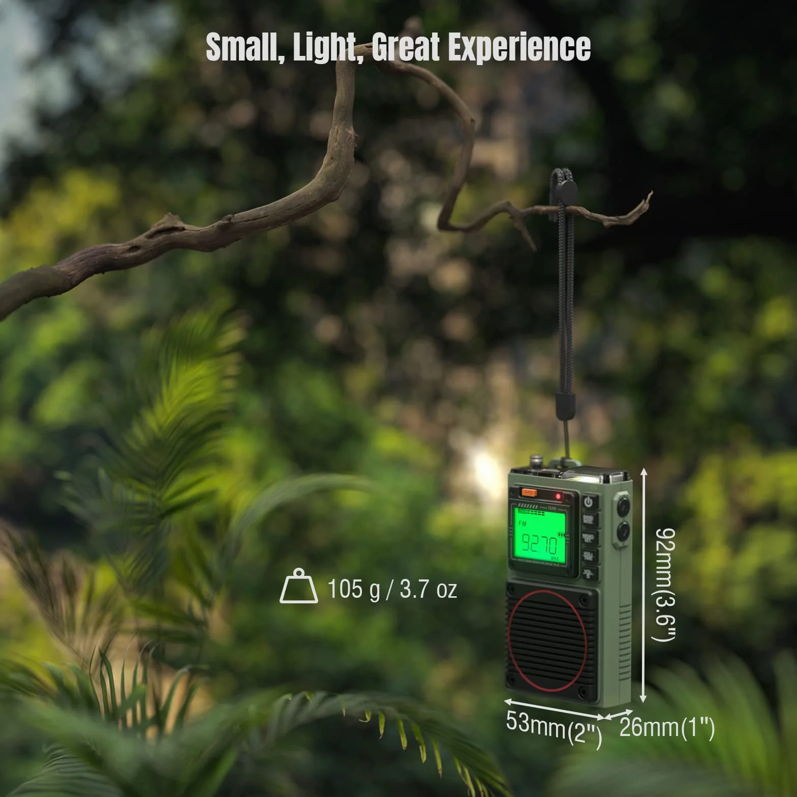 Raddy RF75A Radio krótkofalowe z kontrolą aplikacji, przenośne AM/FM/VHF/SW/WB z funkcją pogody, ładowalne, z anteną drucianą (Army Green)