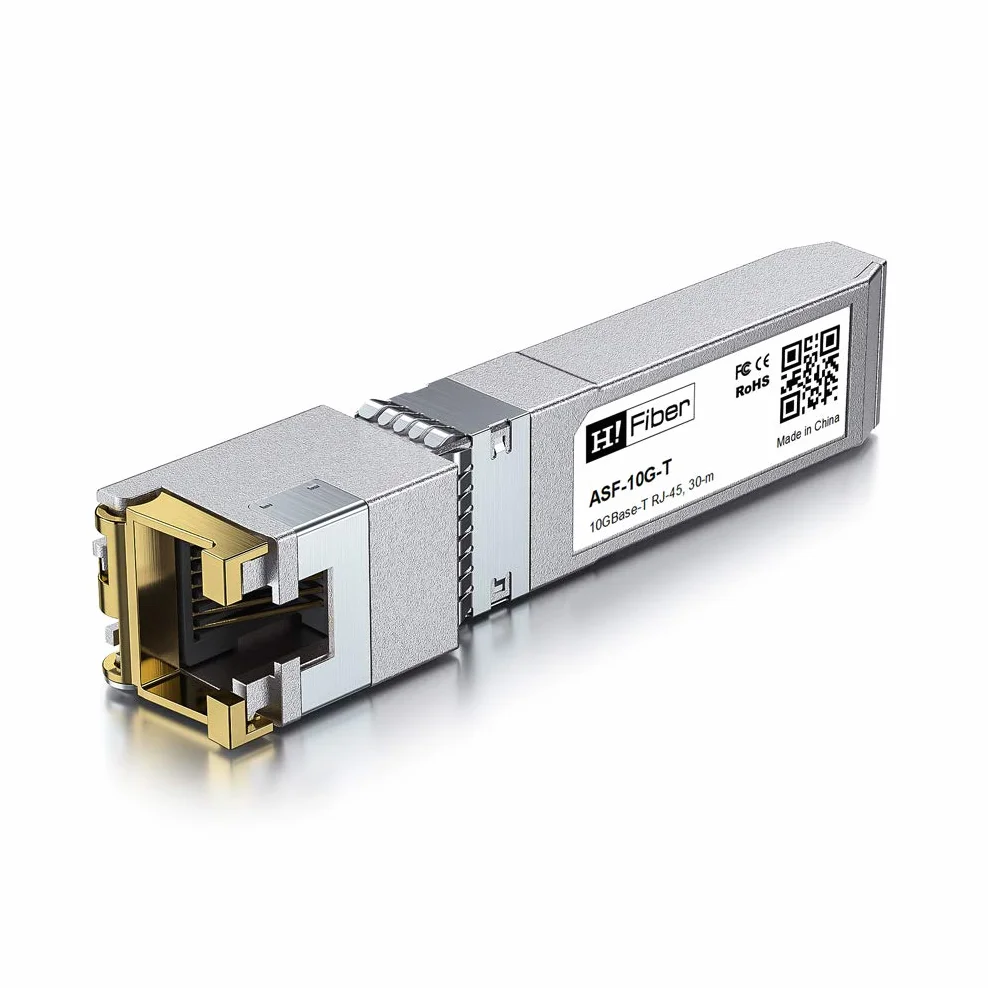 H!Fiber.com Transceiver 10G SFP+ do RJ45, moduł miedziany 10GBASE-T SFP+, kompatybilny z Ubiquiti Unifi UF-RJ45-10G, Mikrotik, Fortinet, TP-Link itp. (CAT.6a/CAT7, 30 m)