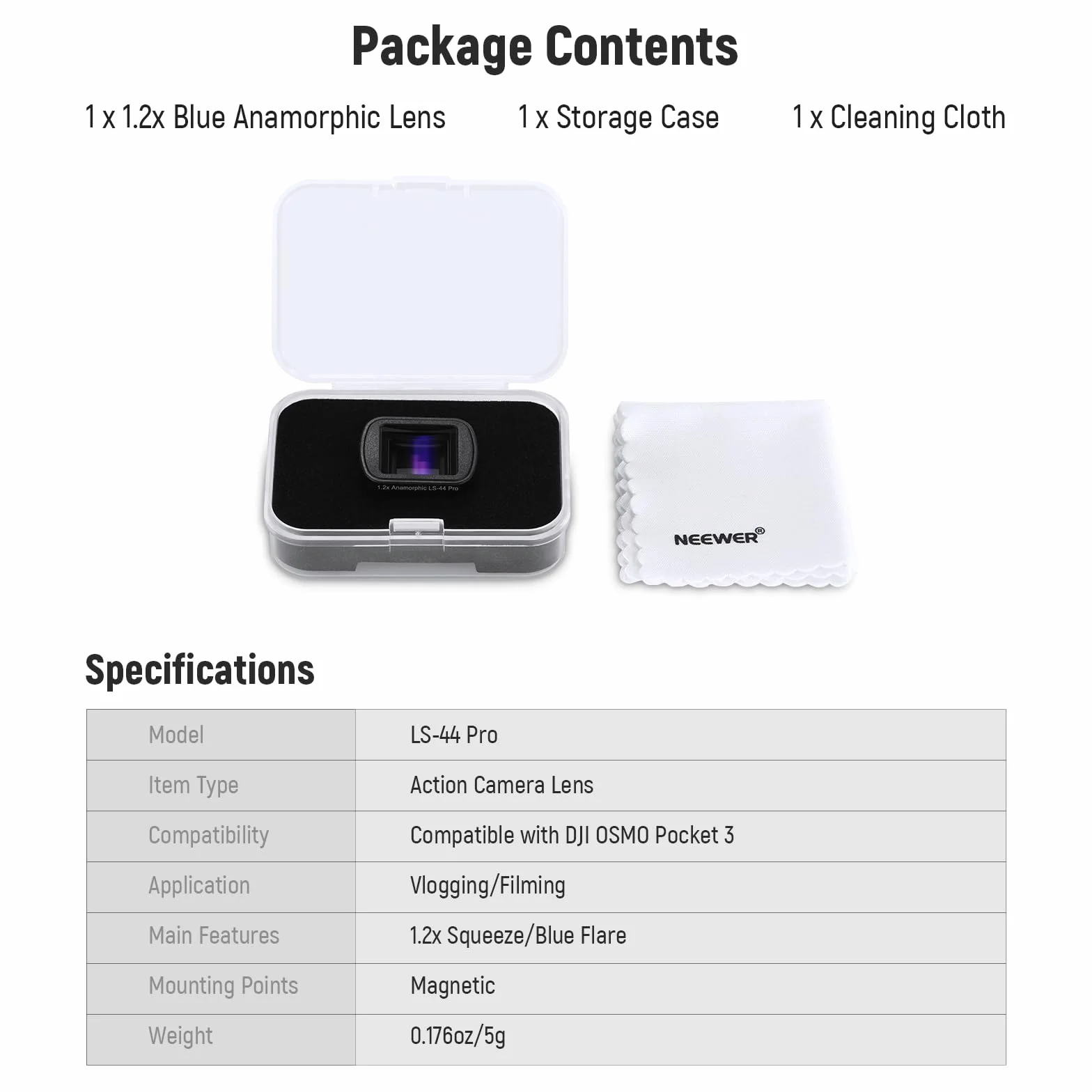 NEEWER Obiektyw anamorficzny 1,2x niebieski DJI Osmo Pocket 3 LS-44